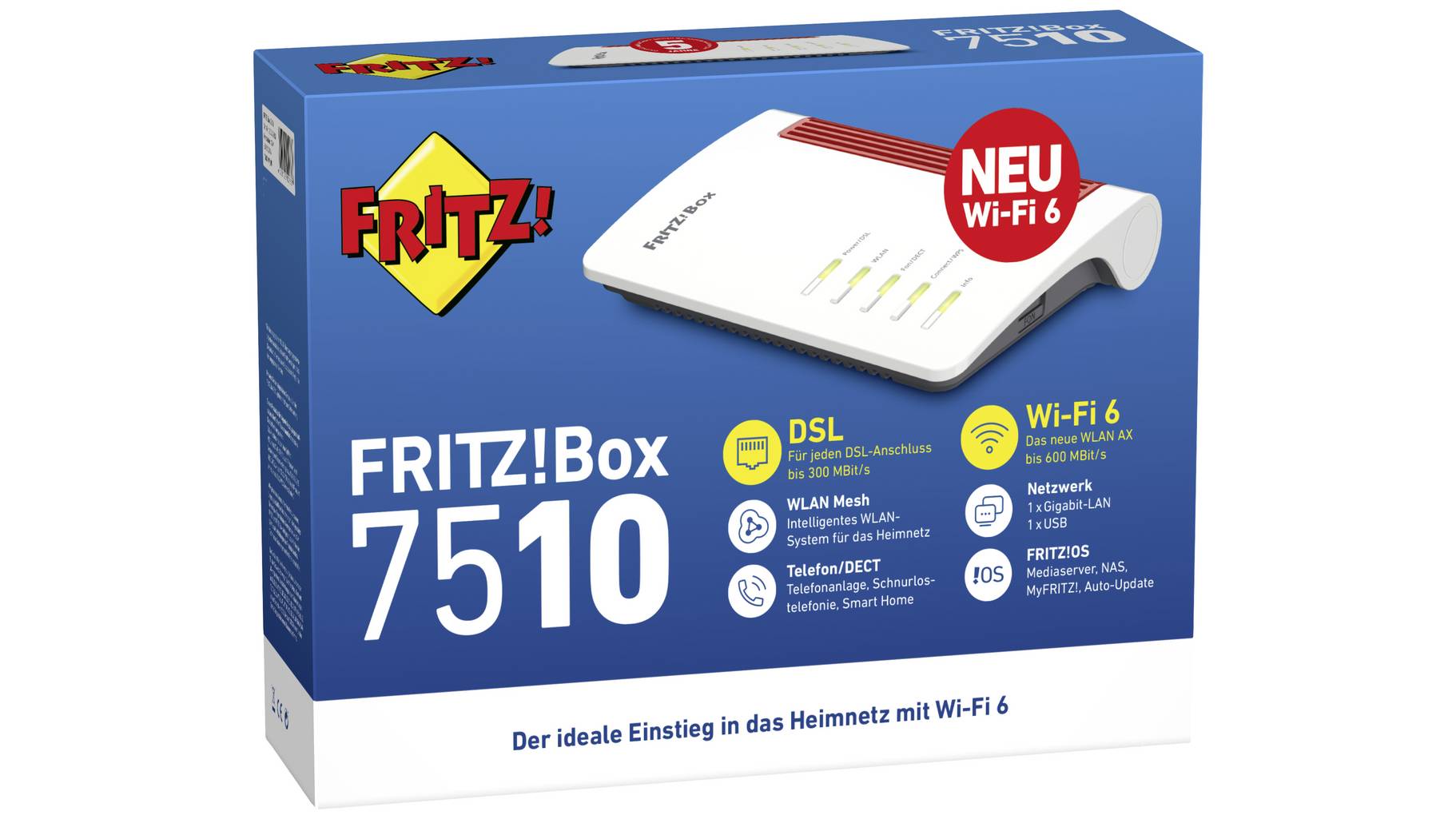 AVM FRITZ!Box 7510 WLAN Router mit Modem Integriertes Modem: VDSL, ADSL ...