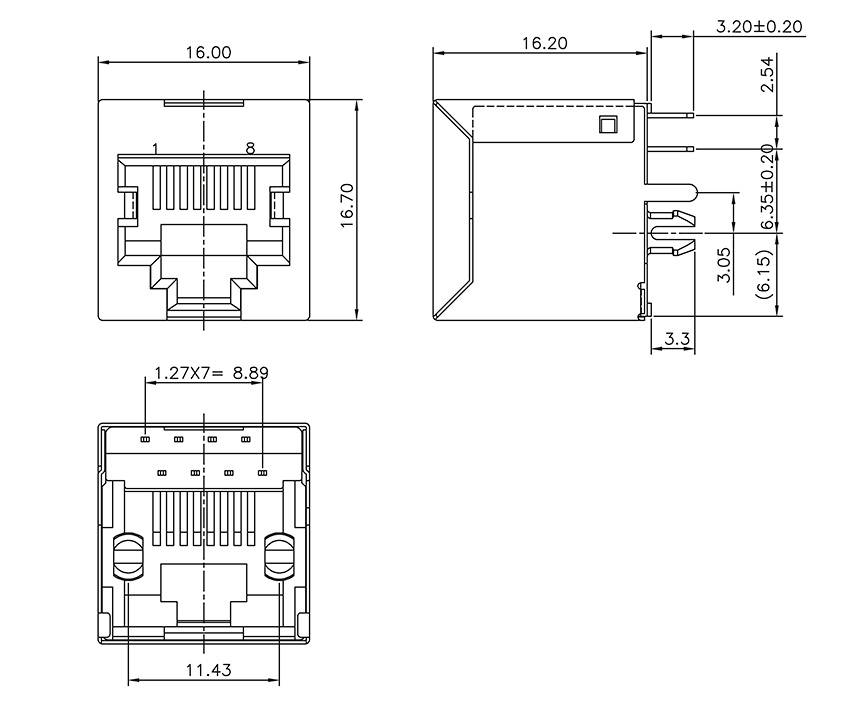 Encitech RJJS-88-142-E7V-022 3257-0005-02 Buchse, Einbau vertikal Polzahl 8P8C