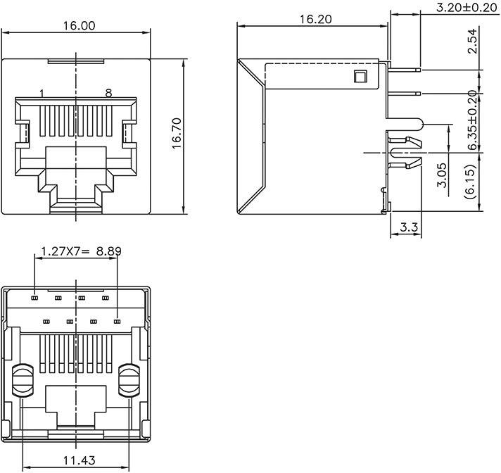 Encitech RJJS-88-142-E7V-022 3257-0005-02 Buchse, Einbau vertikal Polzahl 8P8C