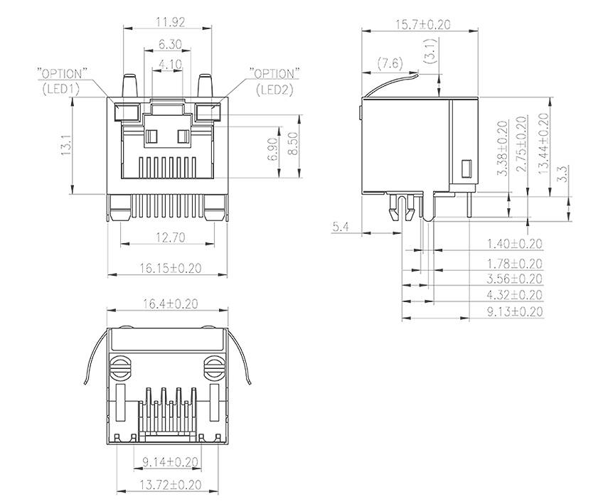Encitech RJJS-88-1401-EJH-136 3260-0021-18 Buchse, Einbau horizontal Polzahl 8P8C