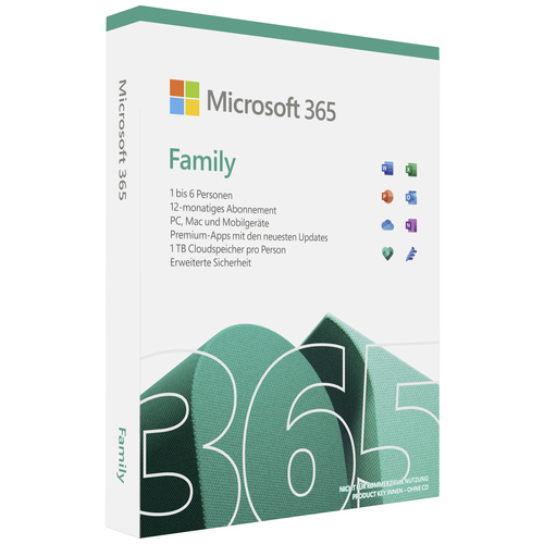 Microsoft 365 Family Box Windows, Mac, Android, iOS Office-Paket