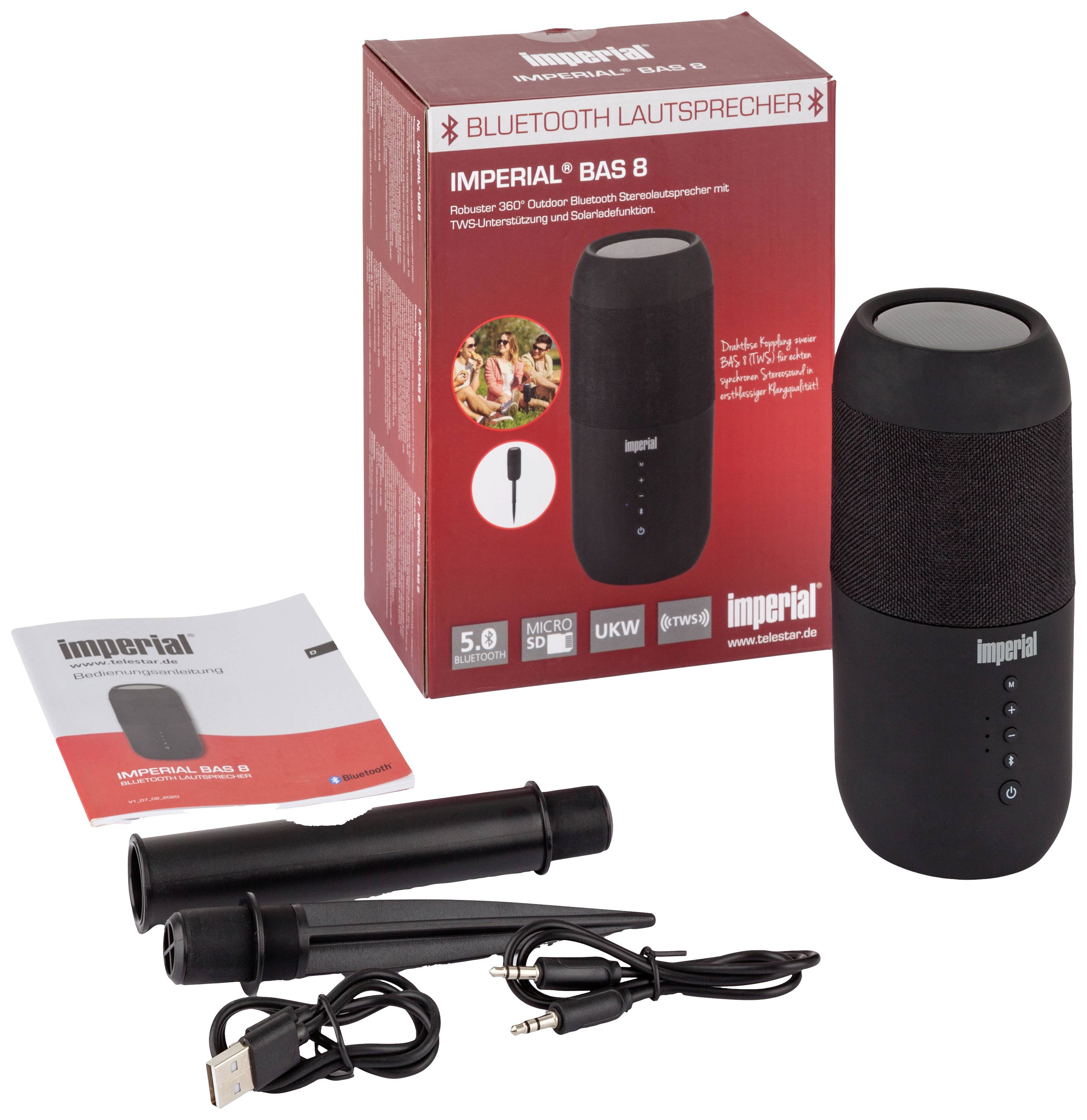 Imperial BAS 8 Bluetooth® Lautsprecher SD, spritzwassergeschützt Schwarz