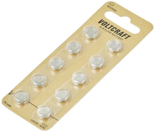 VOLTCRAFT Knopfzelle LR1130 1.5 V 10 St. 75 mAh Alkali-Mangan AG10