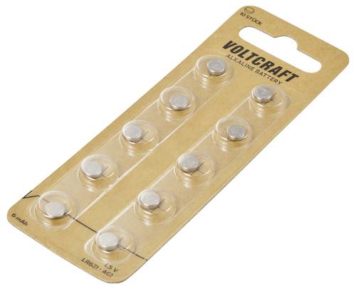 VOLTCRAFT Knopfzelle LR621 1.5 V 10 St. 6 mAh Alkali-Mangan AG1