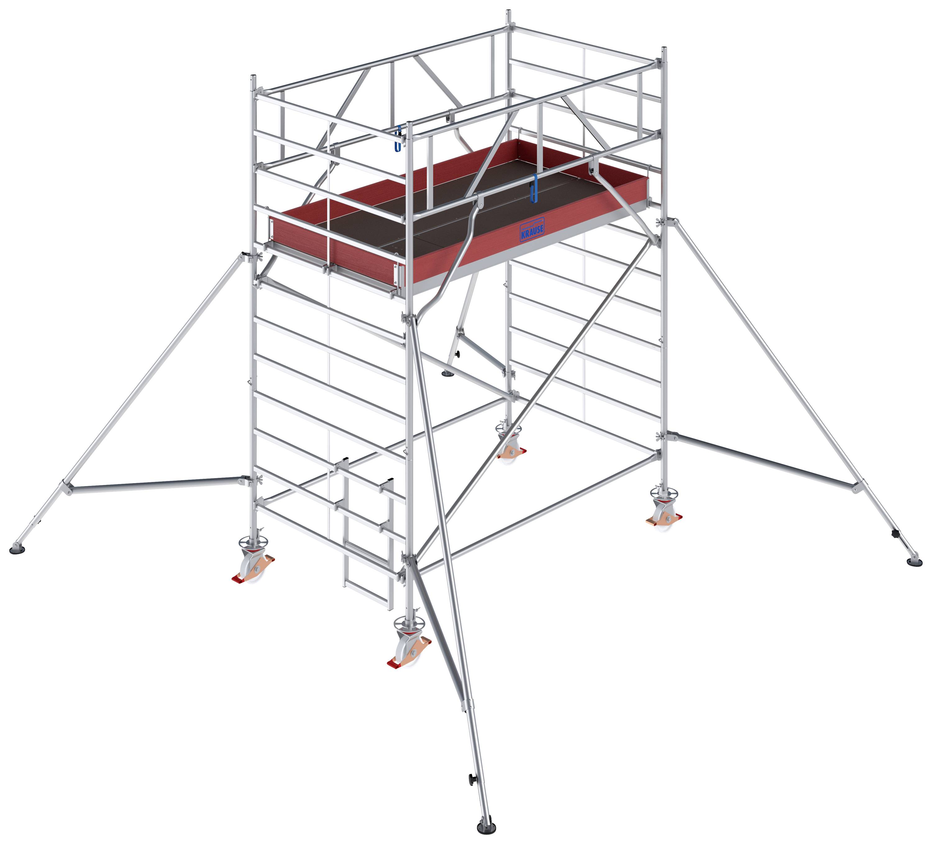 Krause 787019 FahrGerüst Aluminium Rollgerüst fahrbar Arbeitshöhe (max.): 4.30m Silber 164.5kg