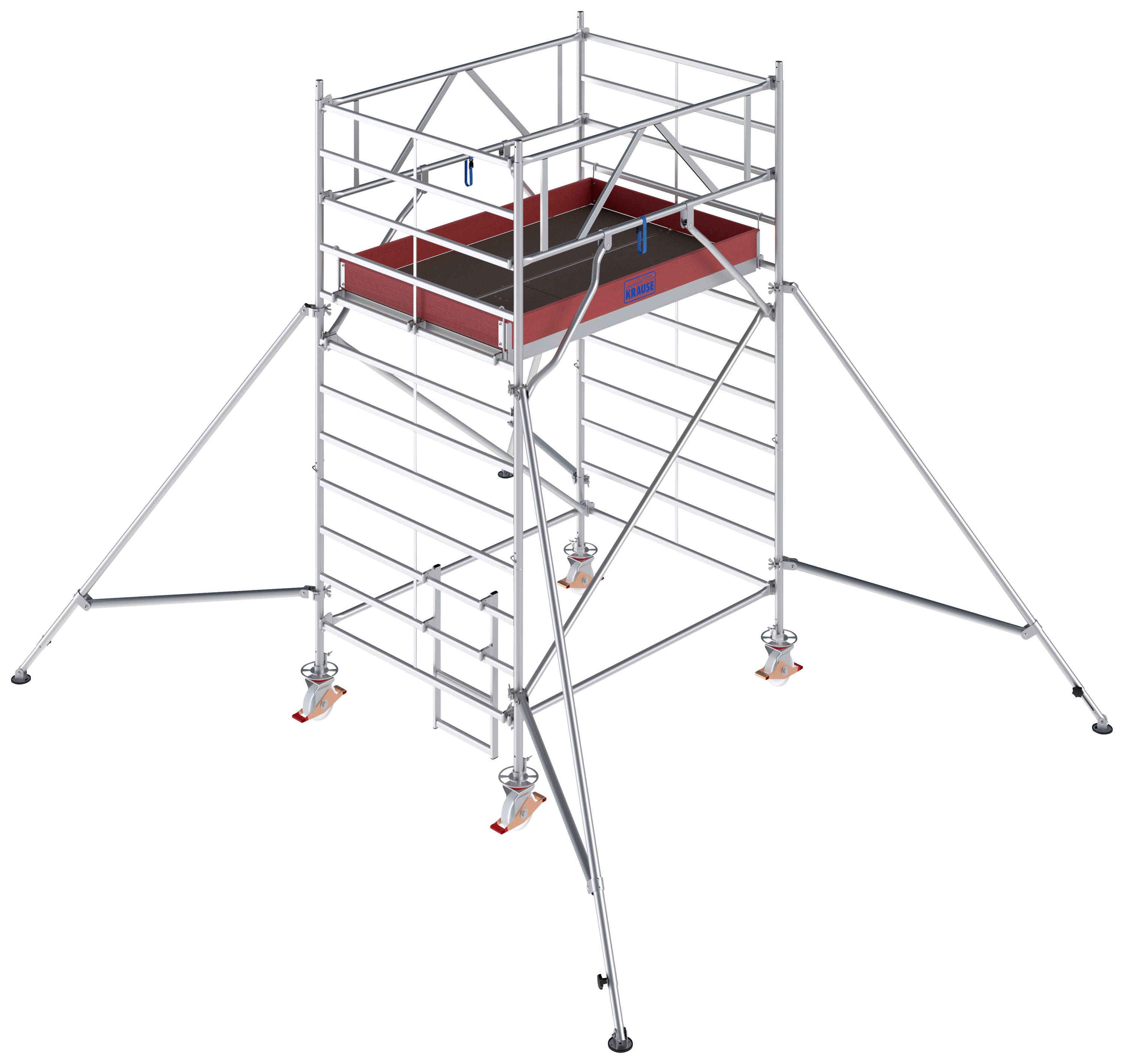 Krause 786012 FahrGerüst Aluminium Rollgerüst fahrbar Arbeitshöhe (max.): 4.30m Silber 151kg