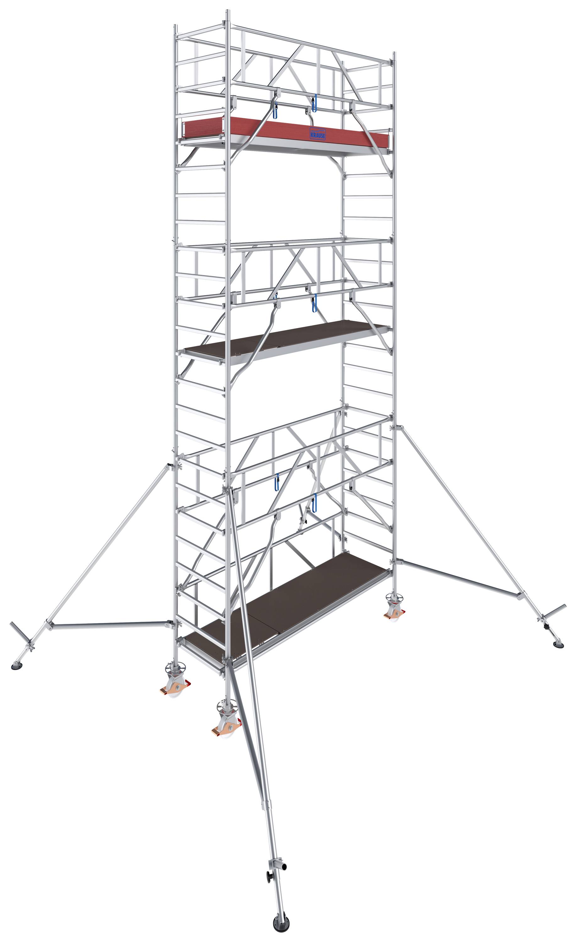 Krause 777041 FahrGerüst Aluminium Rollgerüst fahrbar Arbeitshöhe (max.): 7.30m Silber 212.5kg