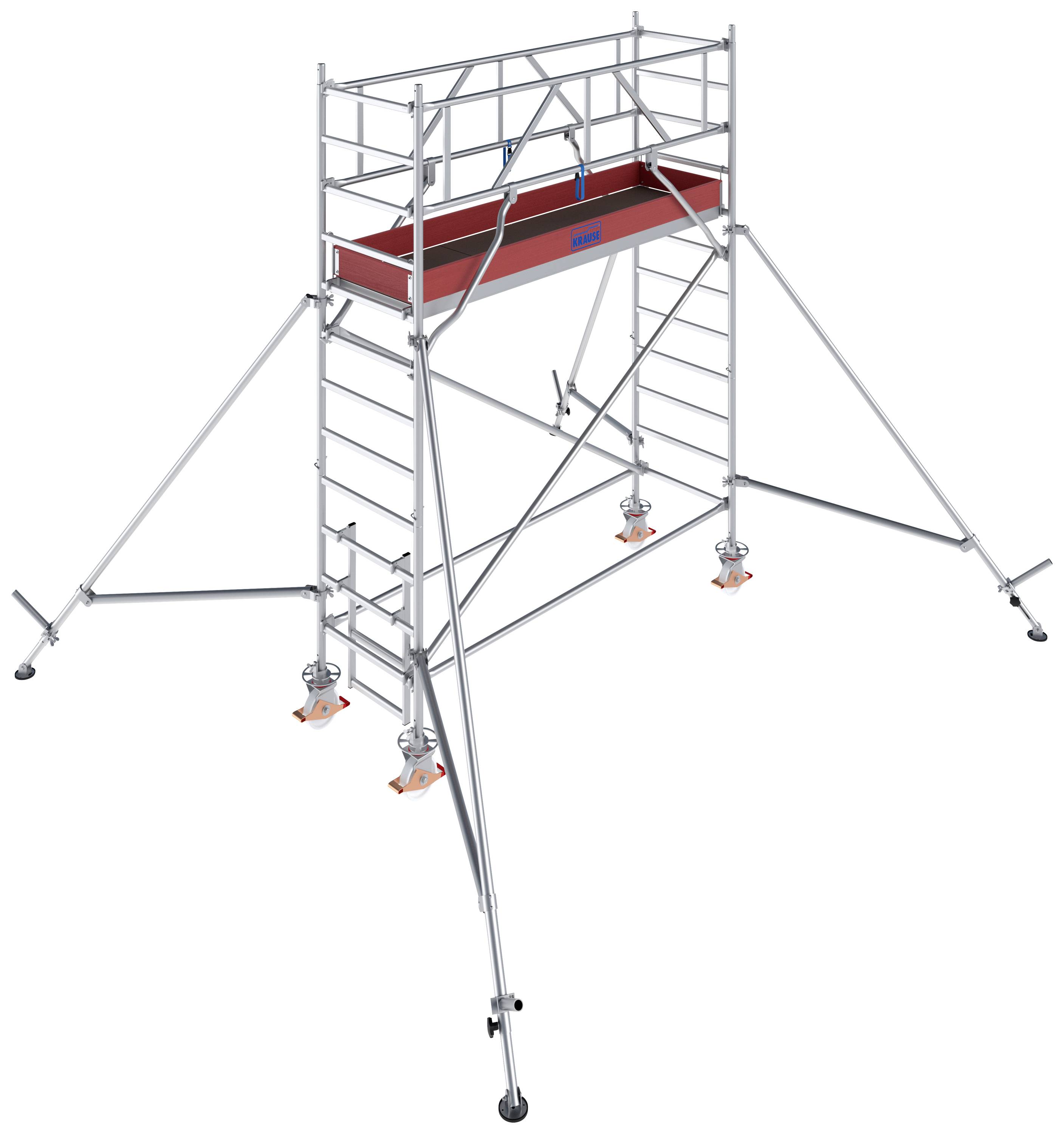 Krause 777010 FahrGerüst Aluminium Rollgerüst fahrbar Arbeitshöhe (max.): 4.30m Silber 132.5kg