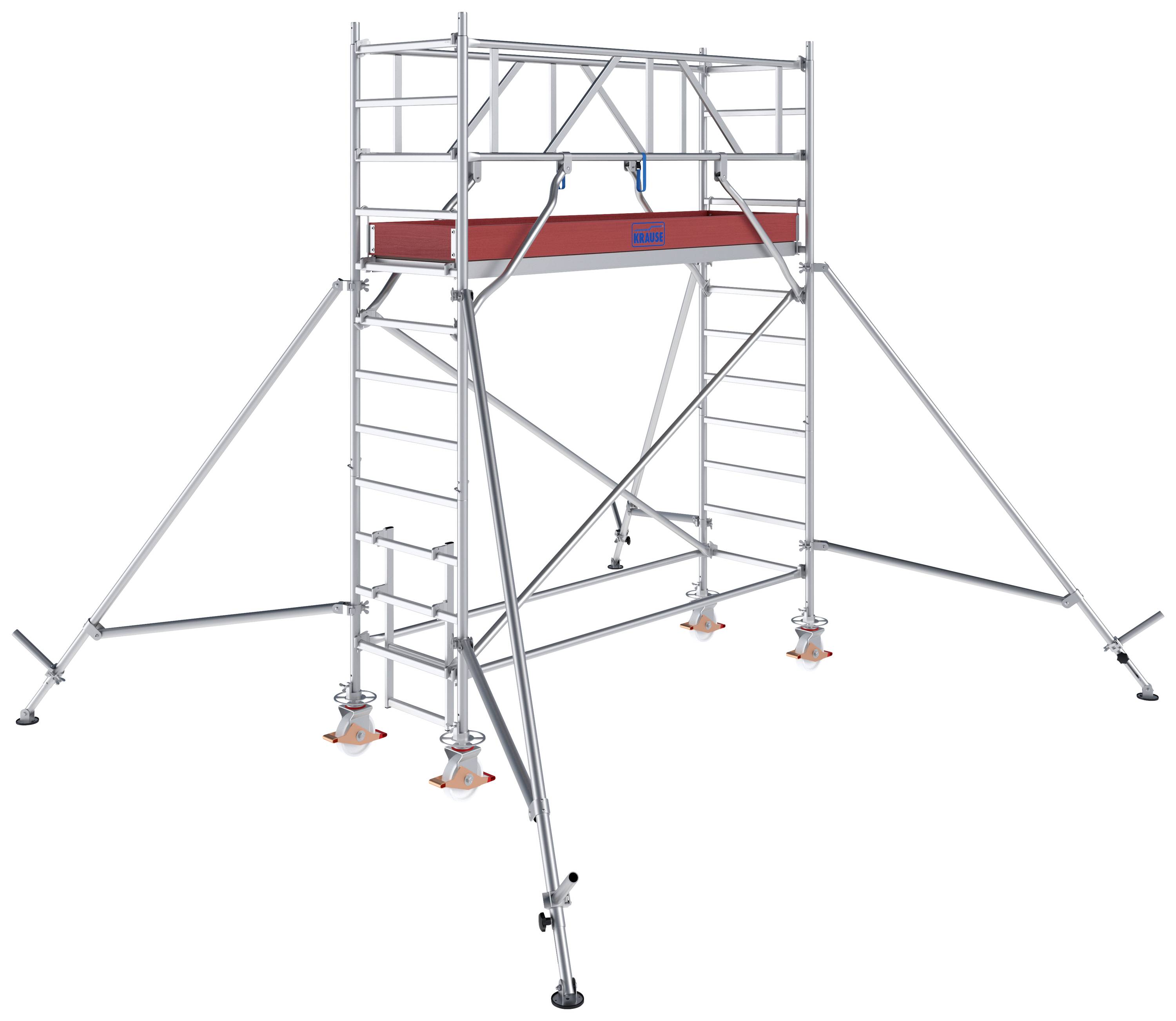 Krause 777010 FahrGerüst Aluminium Rollgerüst fahrbar Arbeitshöhe (max.): 4.30m Silber 132.5kg