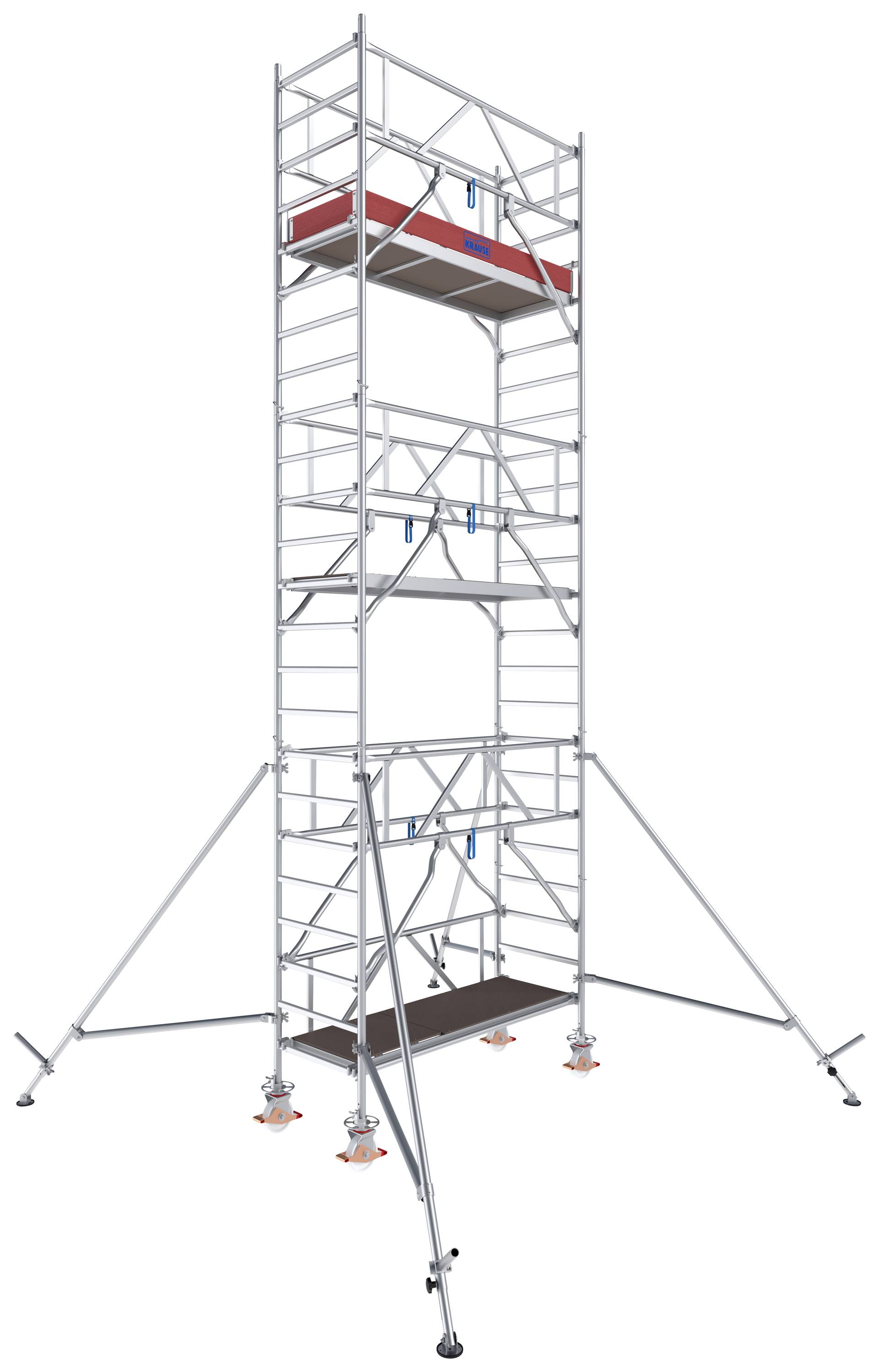 Krause 776044 FahrGerüst Aluminium Rollgerüst fahrbar Arbeitshöhe (max.): 7.30m Silber 194kg
