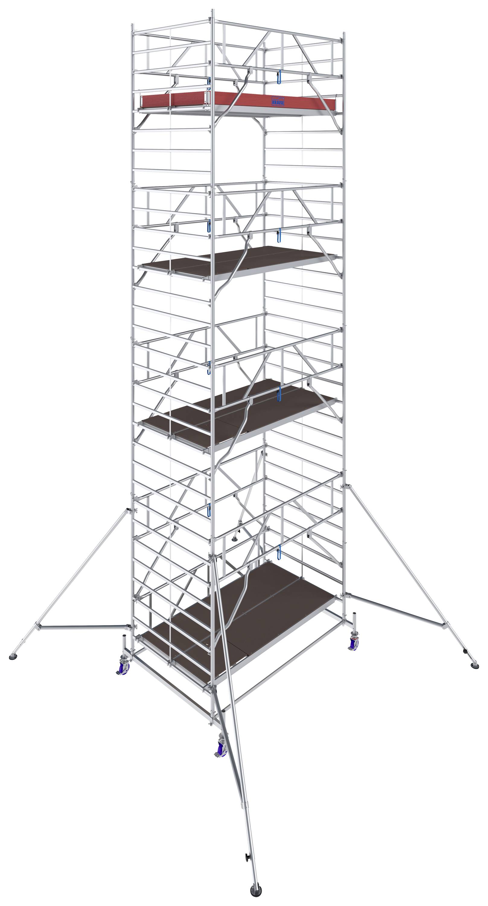 Krause 782069 FahrGerüst Aluminium Rollgerüst fahrbar Arbeitshöhe (max.): 8.40m Silber 323.5kg