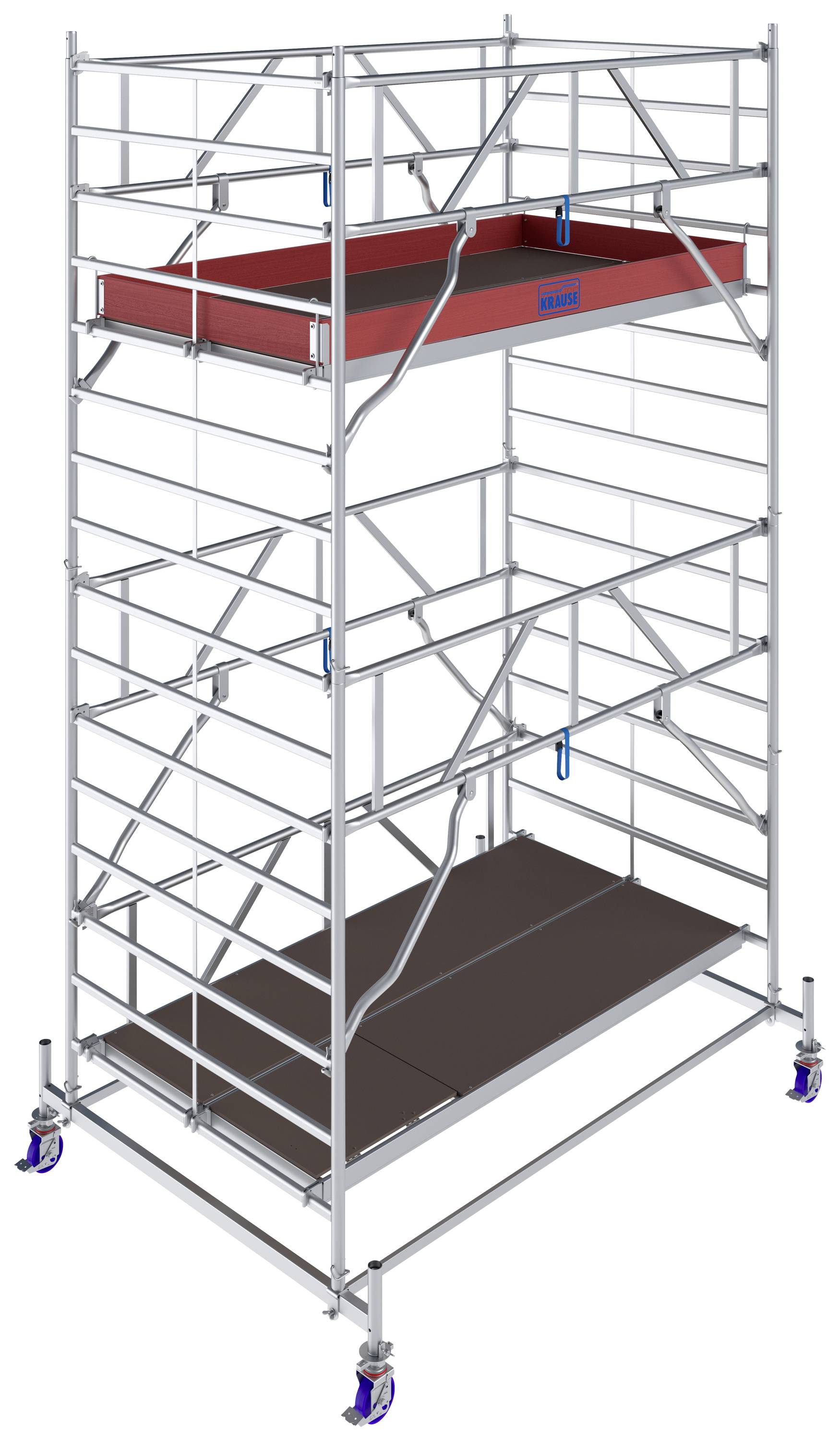 Krause 782021 FahrGerüst Aluminium Rollgerüst fahrbar Arbeitshöhe (max.): 4.40m Silber 153.5kg