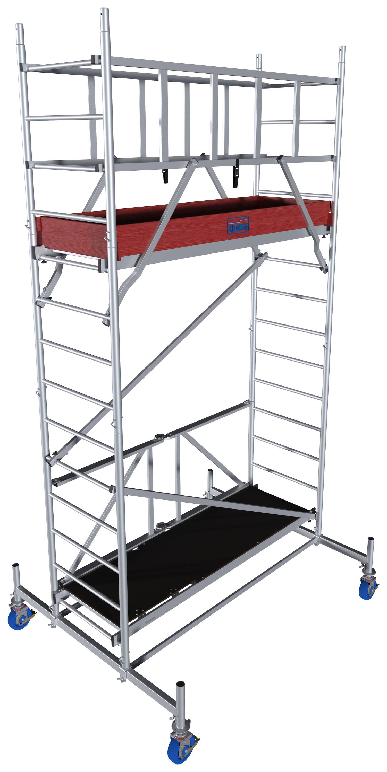 Krause 942128 FahrGerüst Aluminium Faltgerüst fahrbar, faltbar Arbeitshöhe (max.): 4.80m Silber 111kg