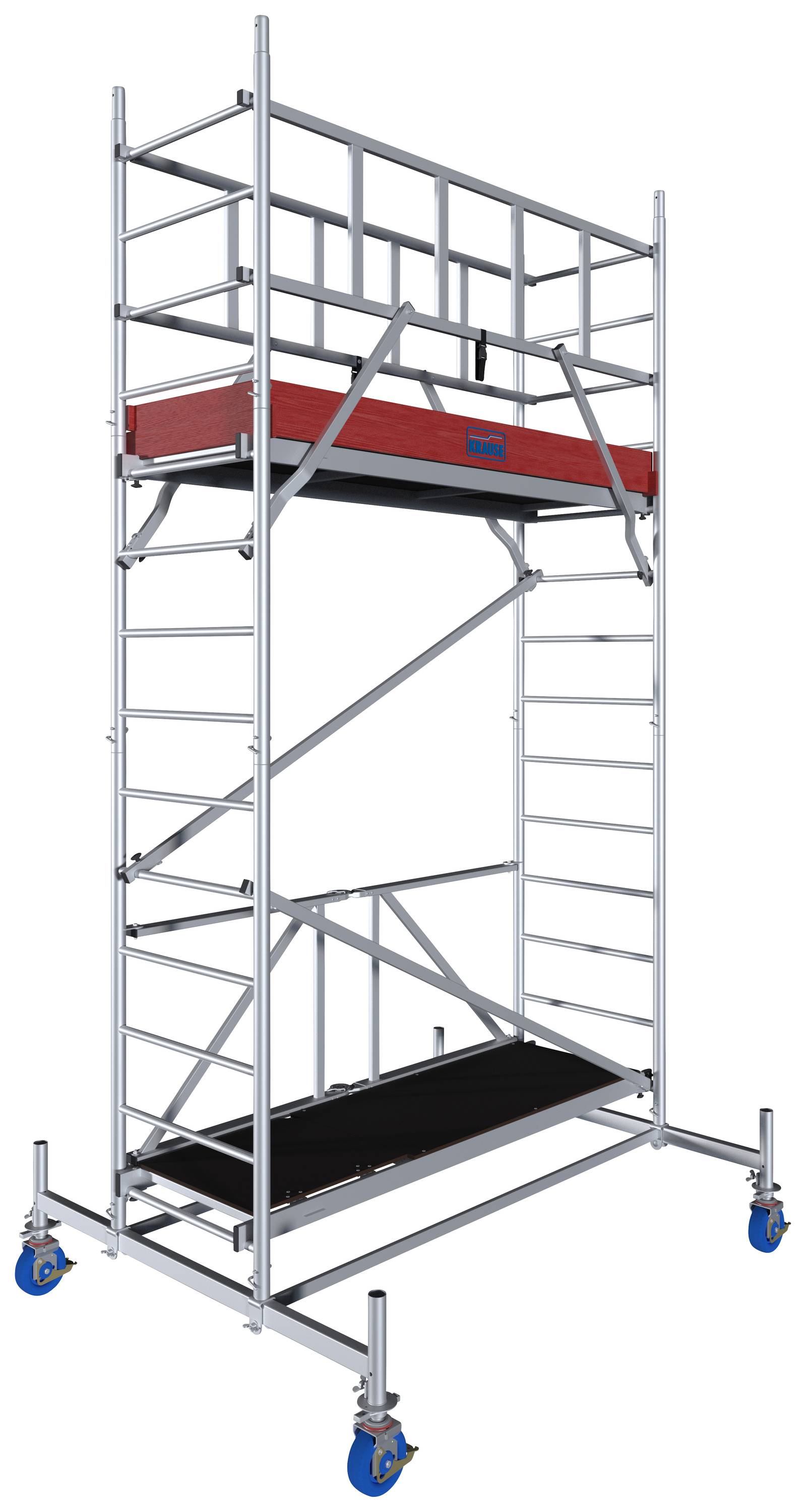 Krause 942128 FahrGerüst Aluminium Faltgerüst fahrbar, faltbar Arbeitshöhe (max.): 4.80m Silber 111kg
