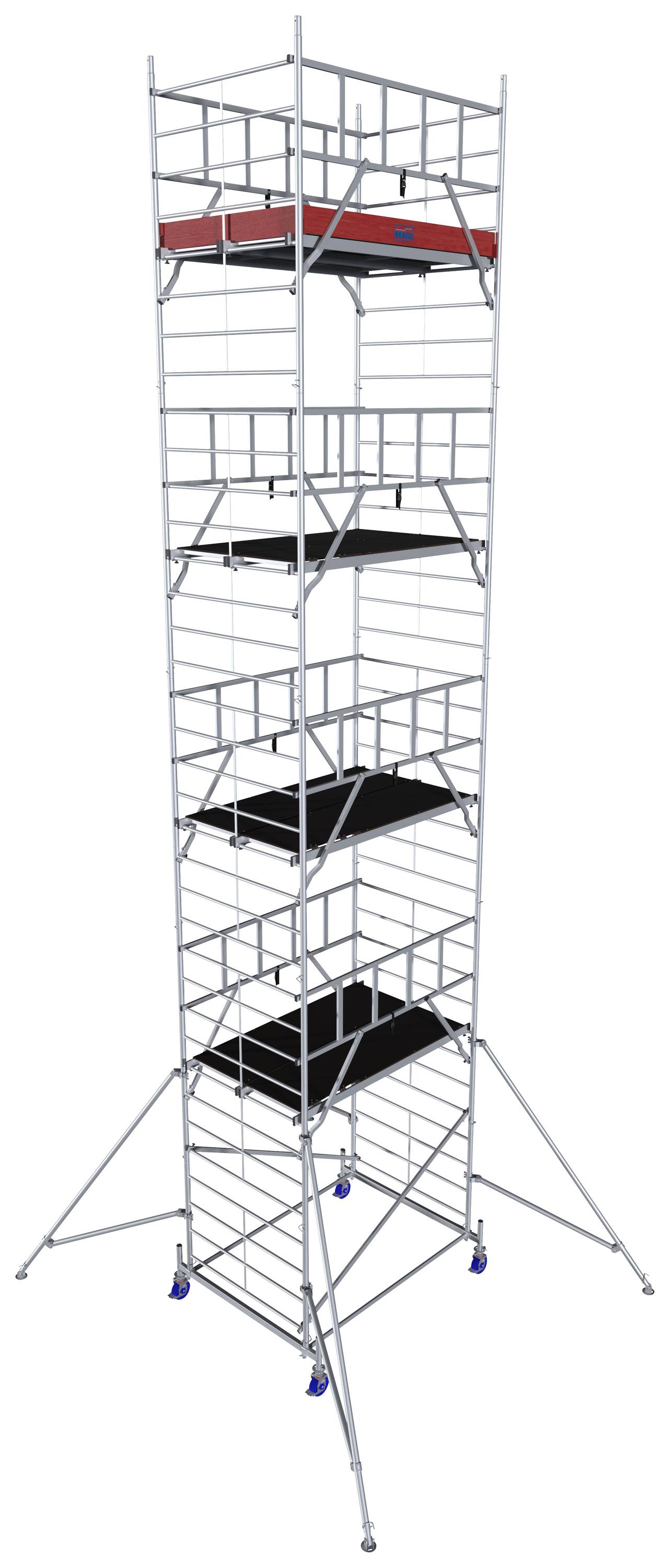 Krause 945174 FahrGerüst Aluminium Rollgerüst fahrbar Arbeitshöhe (max.): 10.30m Silber 287.60kg
