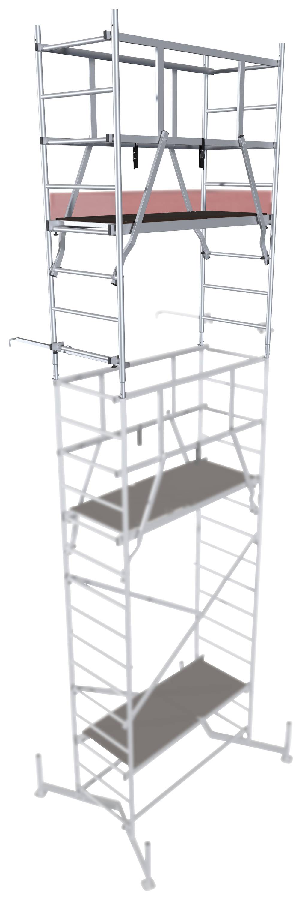 Krause 710147 Gerüstaufstockung Aluminium Gerüst 2. Aufstockung Arbeitshöhe (max.): 7.00m Silber 36.1kg