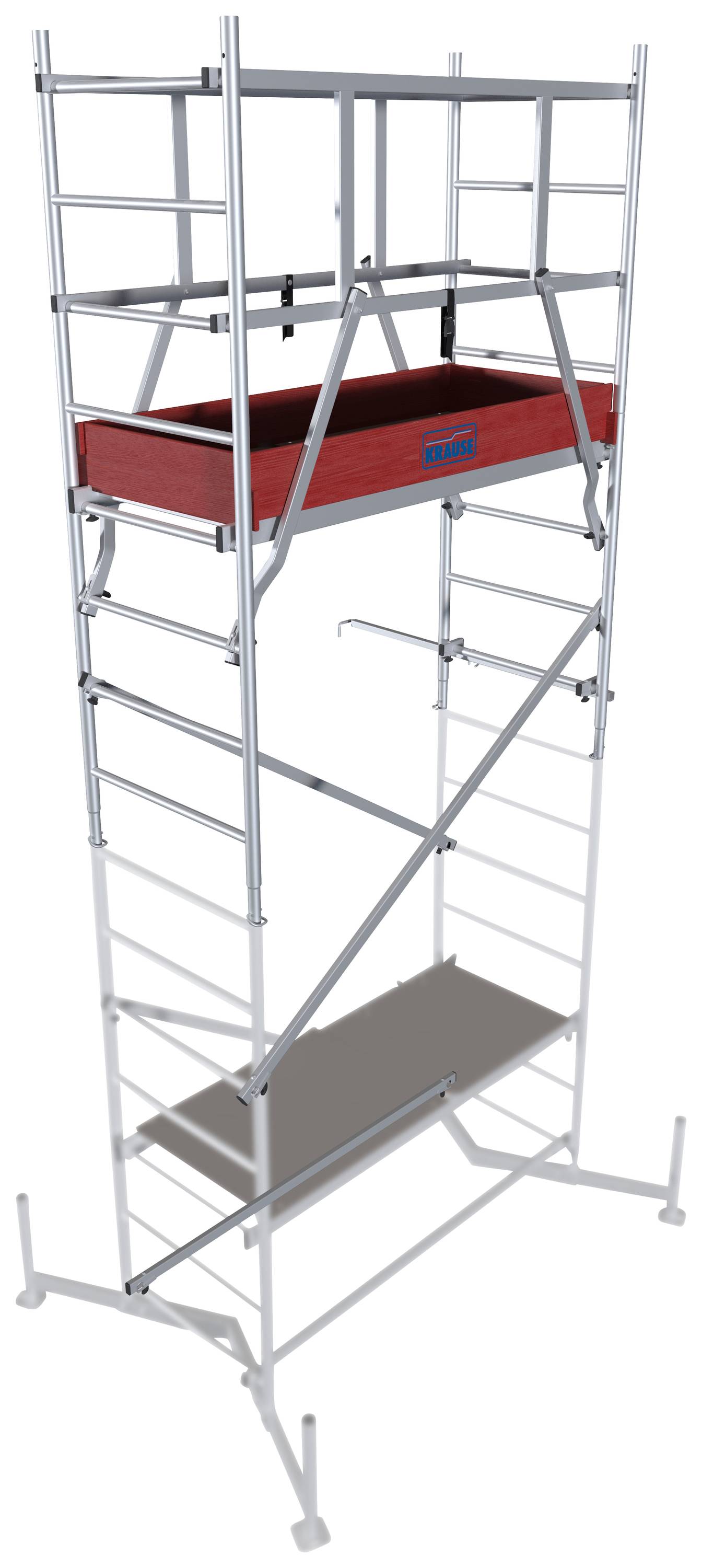 Krause 710123 Gerüstaufstockung Aluminium Gerüst 1. Aufstockung Arbeitshöhe (max.): 5.00m Silber 36.9kg
