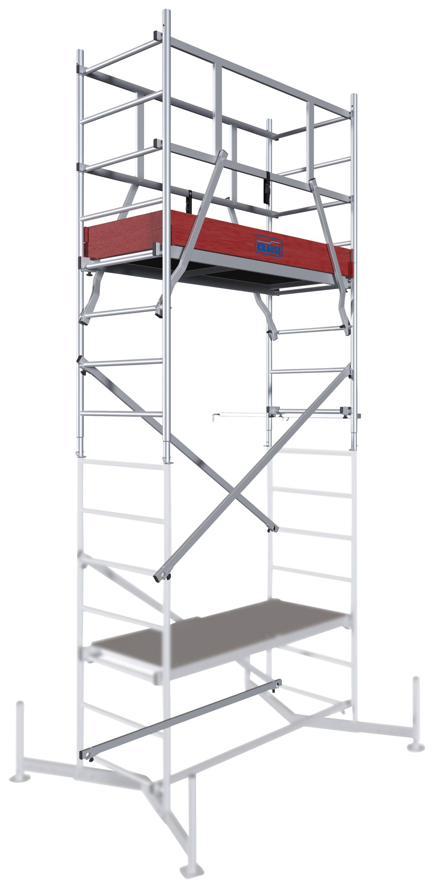 Krause 710123 Gerüstaufstockung Aluminium Gerüst 1. Aufstockung Arbeitshöhe (max.): 5.00m Silber 36.9kg