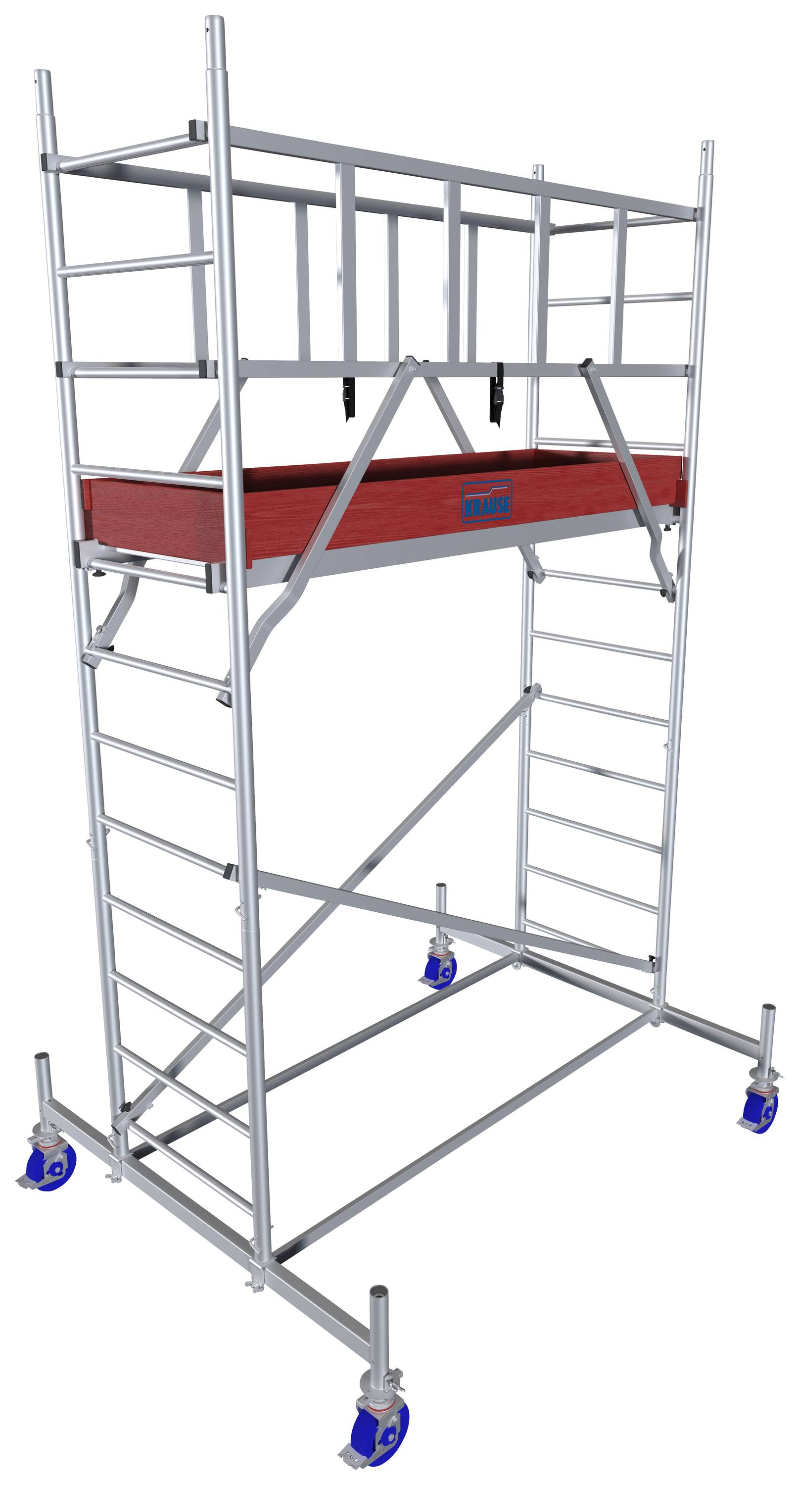 Krause 940117 FahrGerüst Aluminium Rollgerüst fahrbar Arbeitshöhe (max.): 4.30m Silber 89kg