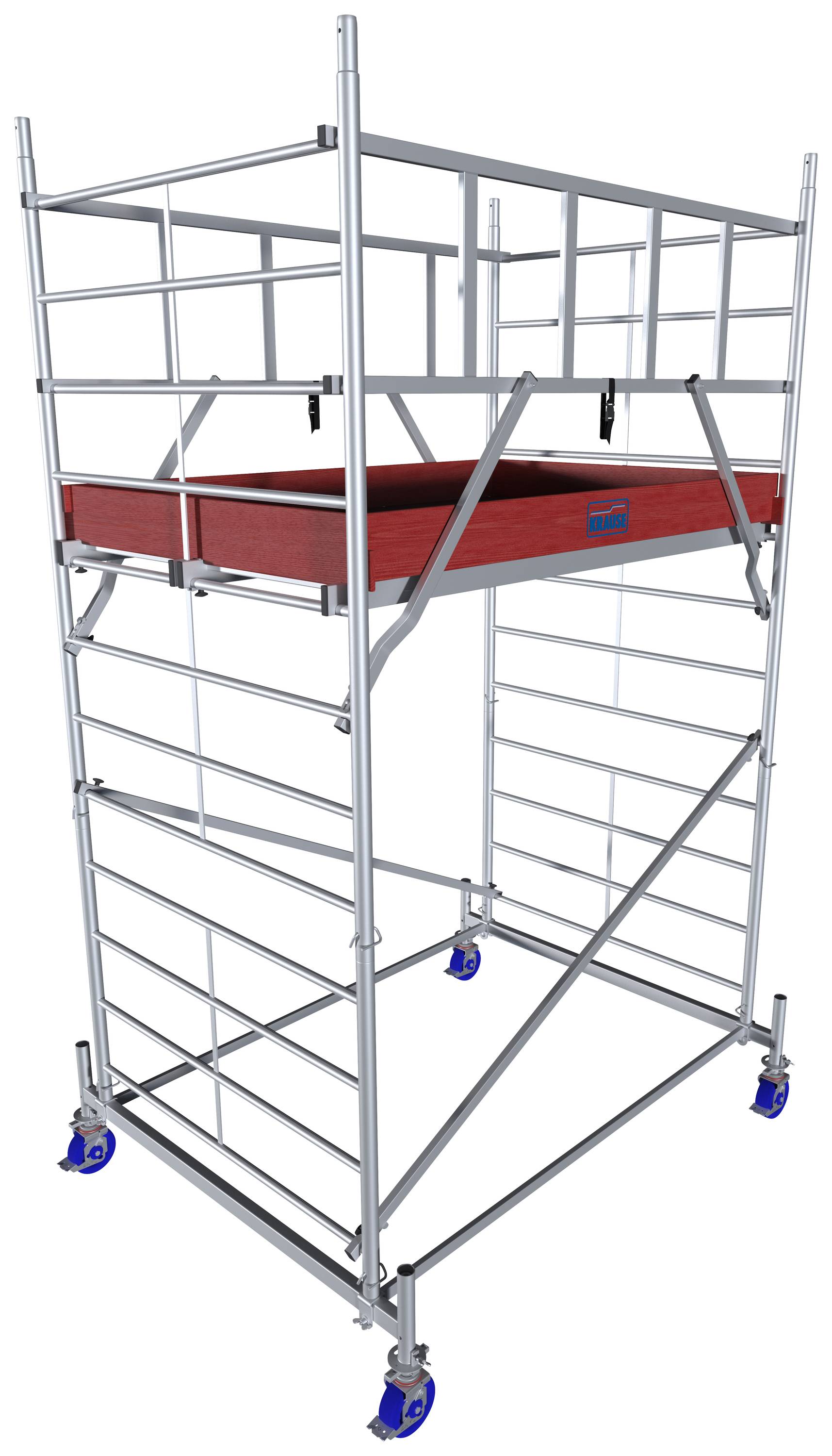 Krause 945112 FahrGerüst Aluminium Rollgerüst fahrbar Arbeitshöhe (max.): 4.30m Silber 113.10kg