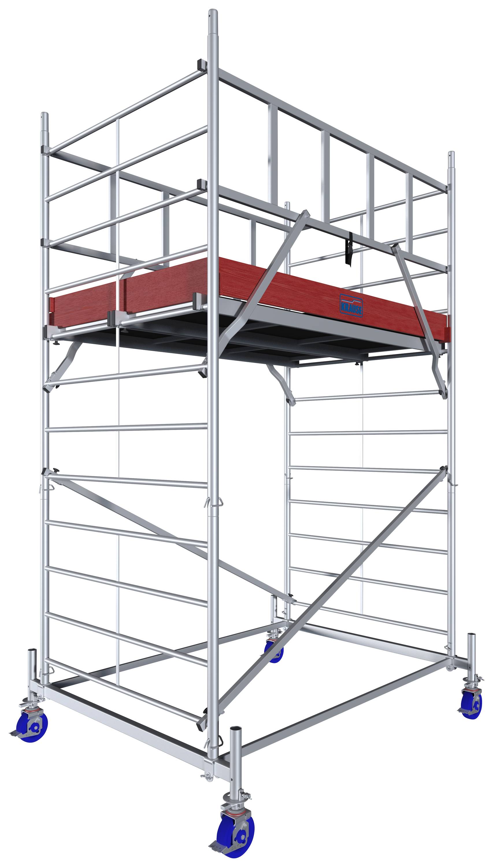 Krause 945112 FahrGerüst Aluminium Rollgerüst fahrbar Arbeitshöhe (max.): 4.30m Silber 113.10kg