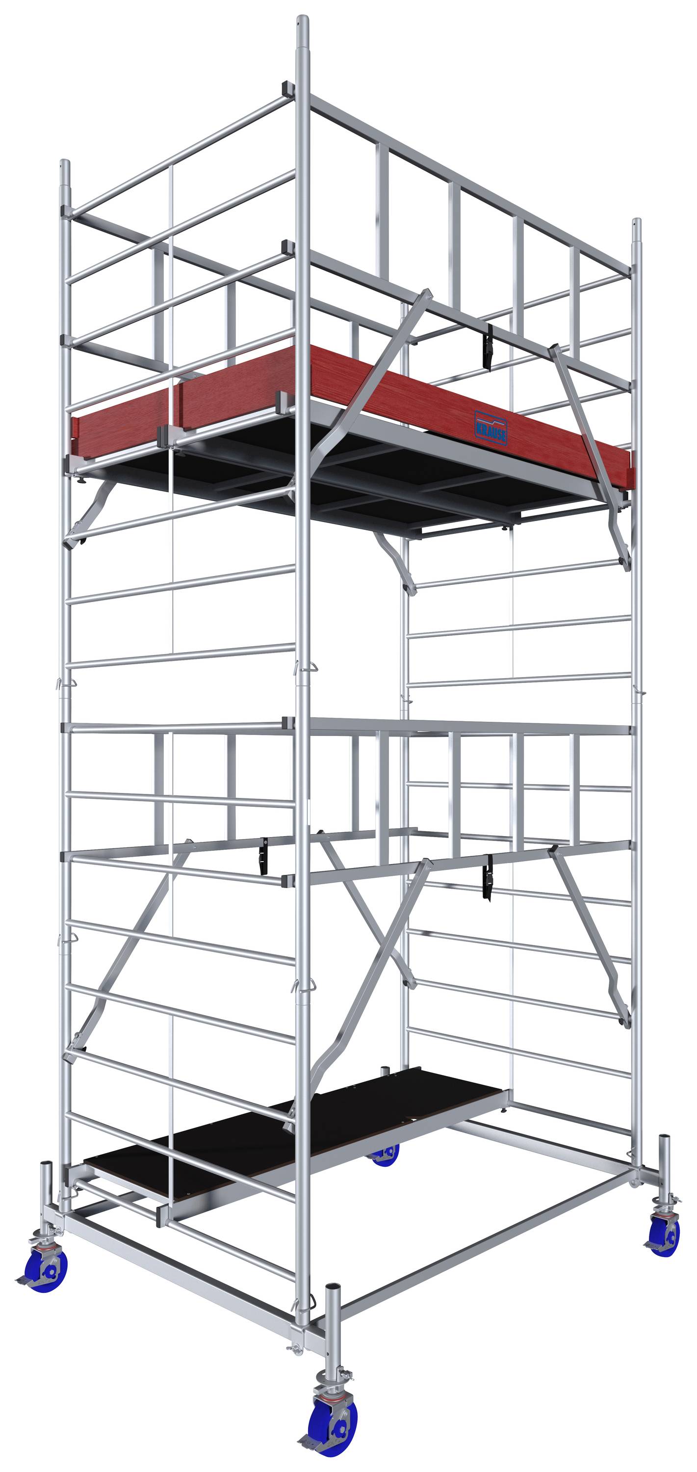 Krause 945129 FahrGerüst Aluminium Rollgerüst fahrbar Arbeitshöhe (max.): 5.30m Silber 137.80kg