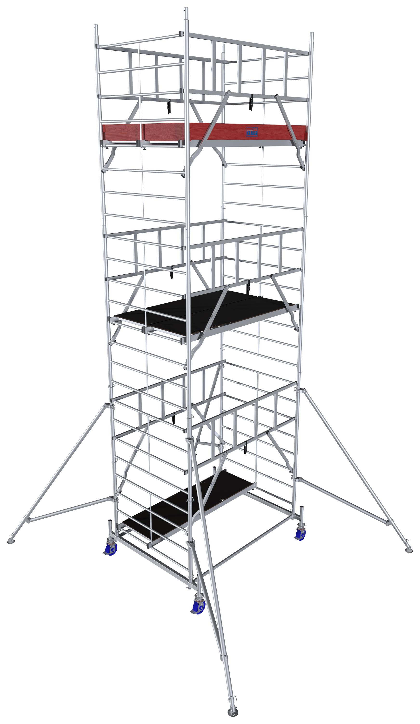 Krause 945143 FahrGerüst Aluminium Rollgerüst fahrbar Arbeitshöhe (max.): 7.30m Silber 210.20kg