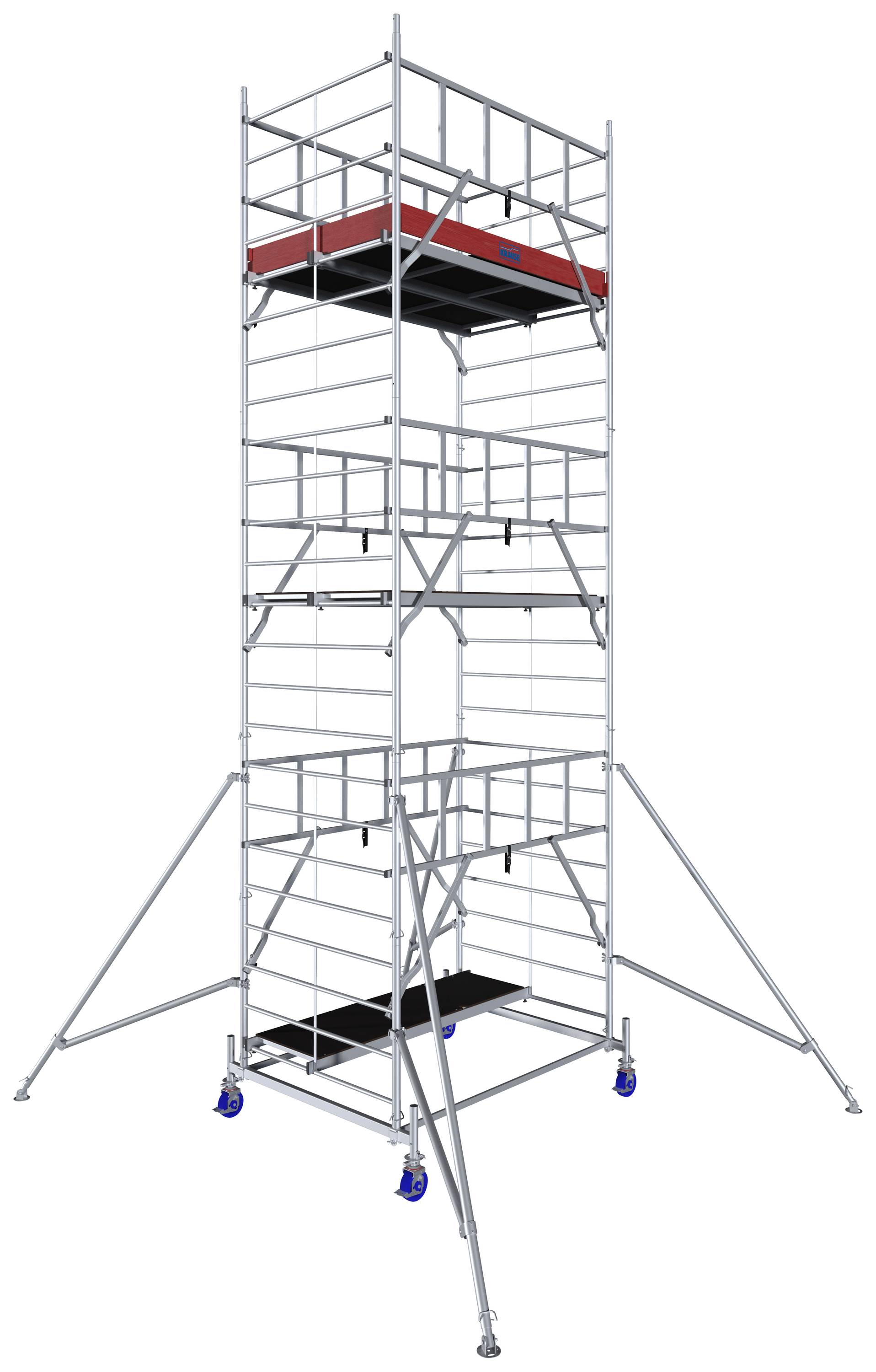Krause 945143 FahrGerüst Aluminium Rollgerüst fahrbar Arbeitshöhe (max.): 7.30m Silber 210.20kg