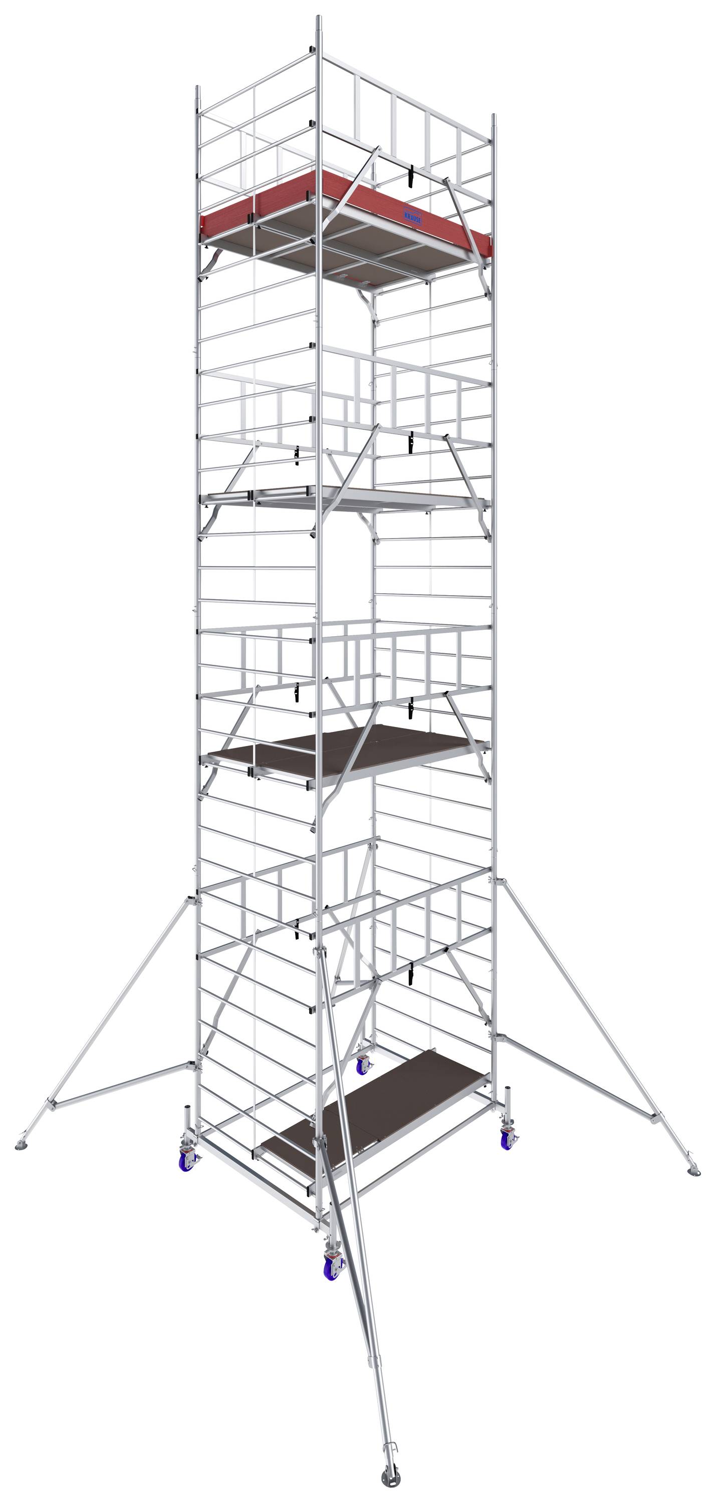 Krause 945167 FahrGerüst Aluminium Rollgerüst fahrbar Arbeitshöhe (max.): 9.30m Silber 262.60kg