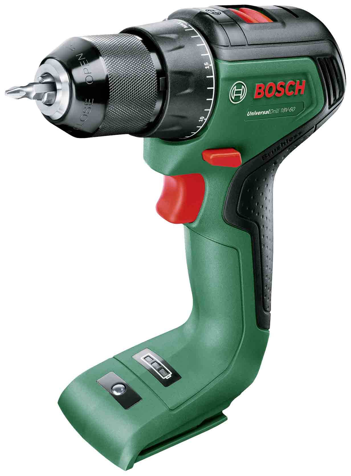 Bosch Home and Garden UniversalDrill 18V-60 06039D7000 Akku-Bohrschrauber, Akku-Schrauber 18V 2.0Ah Li-Ion ohne Akku, ohne