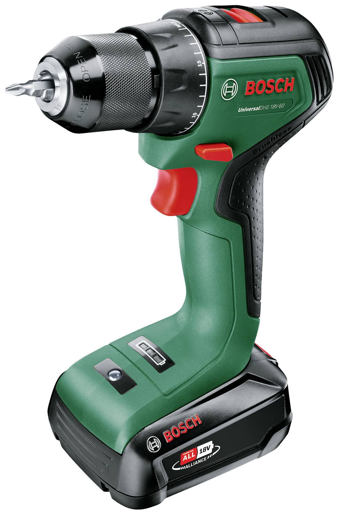 Bosch Home and Garden UniversalDrill 18V-60 06039D7001 Akku-Schrauber, Akku-Bohrschrauber 18V 2.0Ah Li-Ion inkl. Akku, inkl