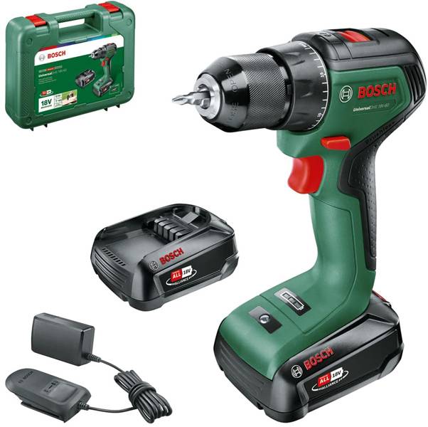 Bosch Home and Garden UniversalDrill 18V-60 06039D7001 Akku-Schrauber, Akku-Bohrschrauber 18V 2.0Ah Li-Ion inkl. Akku, inkl