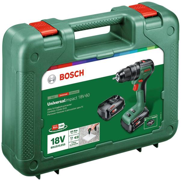 Bosch Home and Garden UniversalImpact 18V-60 06039D7101 Akku-Schlagbohrschrauber 18V 2.0Ah Li-Ion inkl. Akku, inkl. Ladegerät