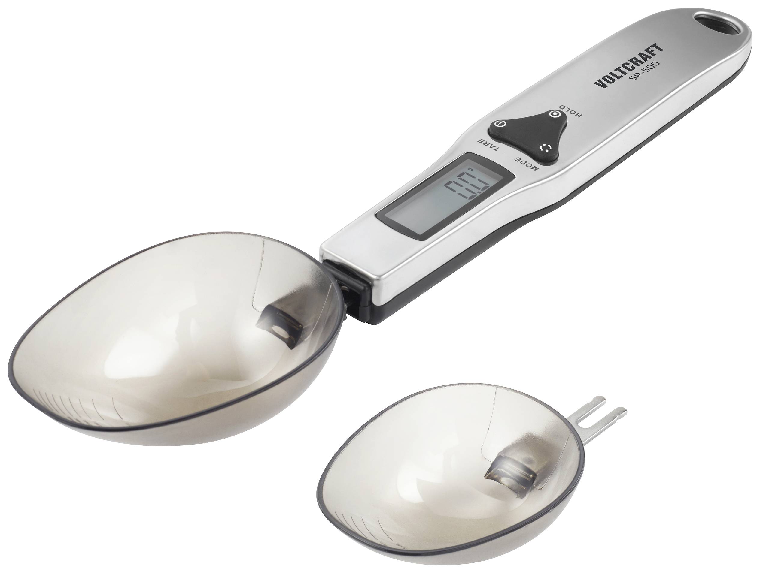 Digitale Messlöffelwaage mit abnehmbaren Löffeln, LCD-Anzeige zeigt 22 g. Ideal zum genauen Abwiegen kleiner Mengen.