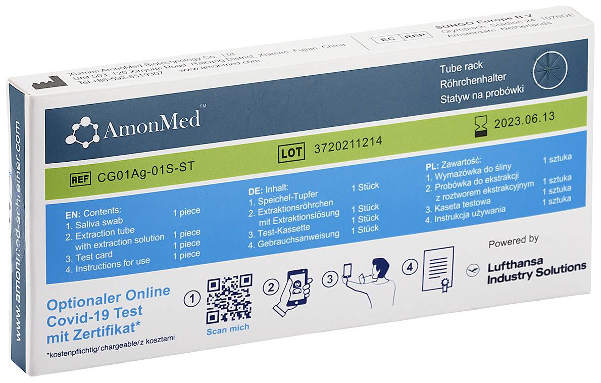 Antigentest zur Eigenanwendung (Selbsttest), Lollytest AmonMed COVID-19 Antigen Rapid Test Kit 1 St. SARS-CoV-2