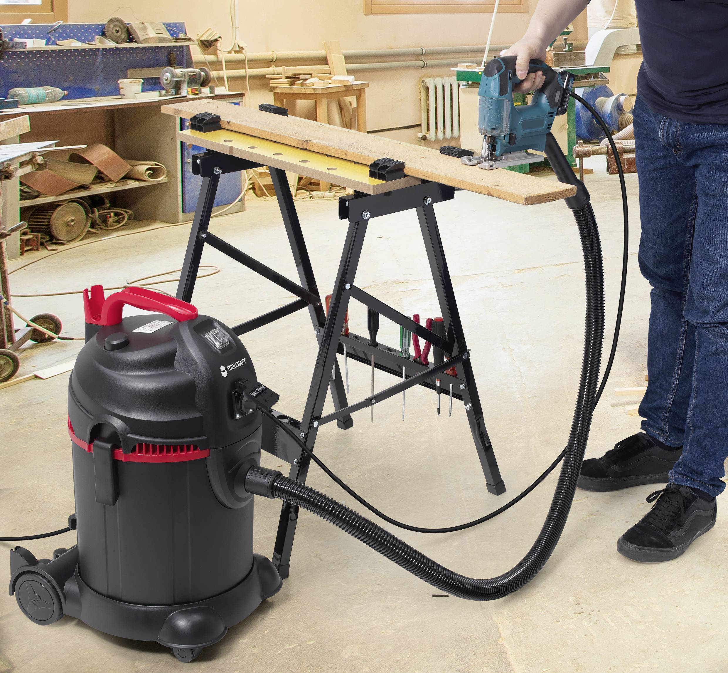 TOOLCRAFT YH-WB014 Klappwerkbank (B x H x T) 605 x 625 x 755 mm Holz, Schwarz