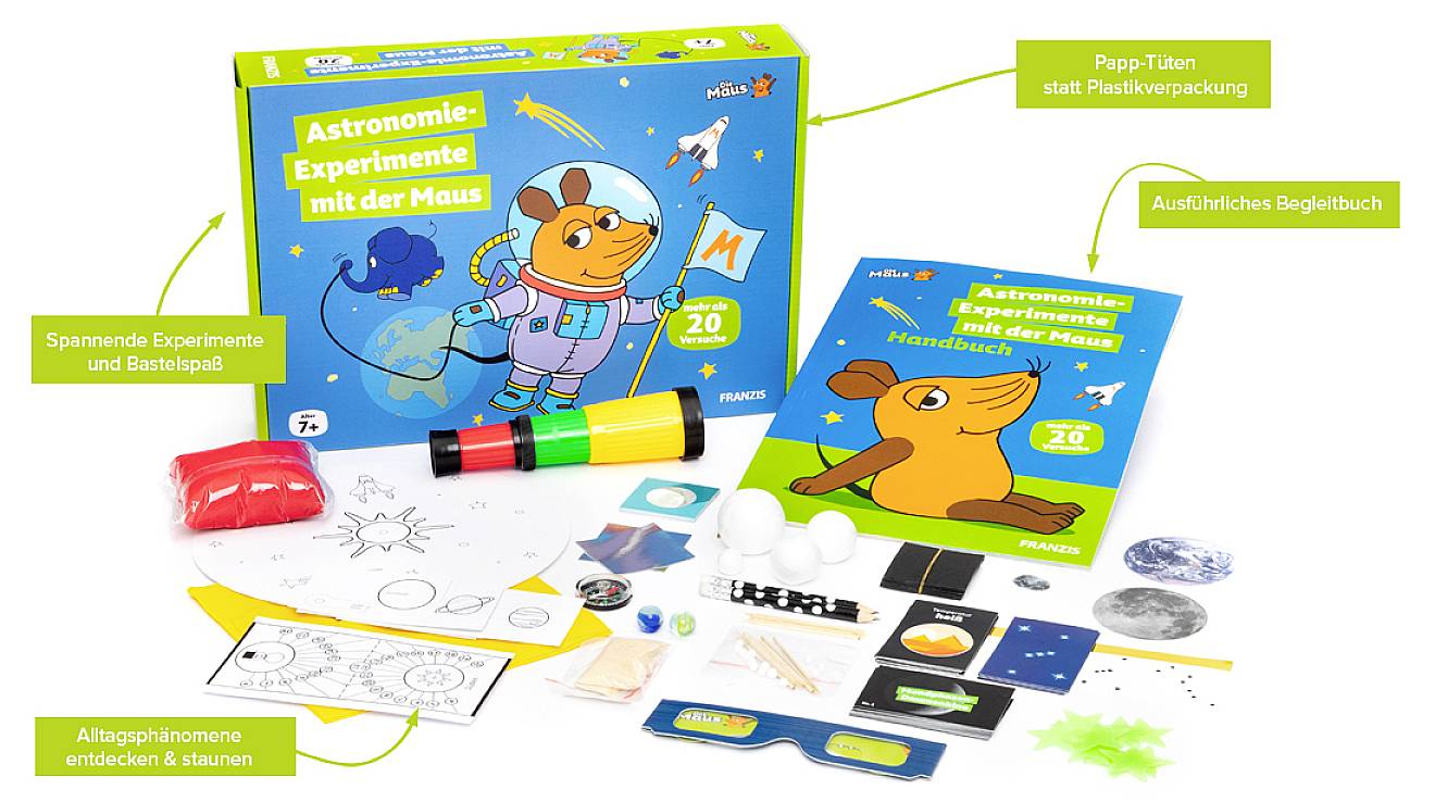 Franzis Verlag 67177 Die Maus Astronomie Experimentier-Set ab 7 Jahre
