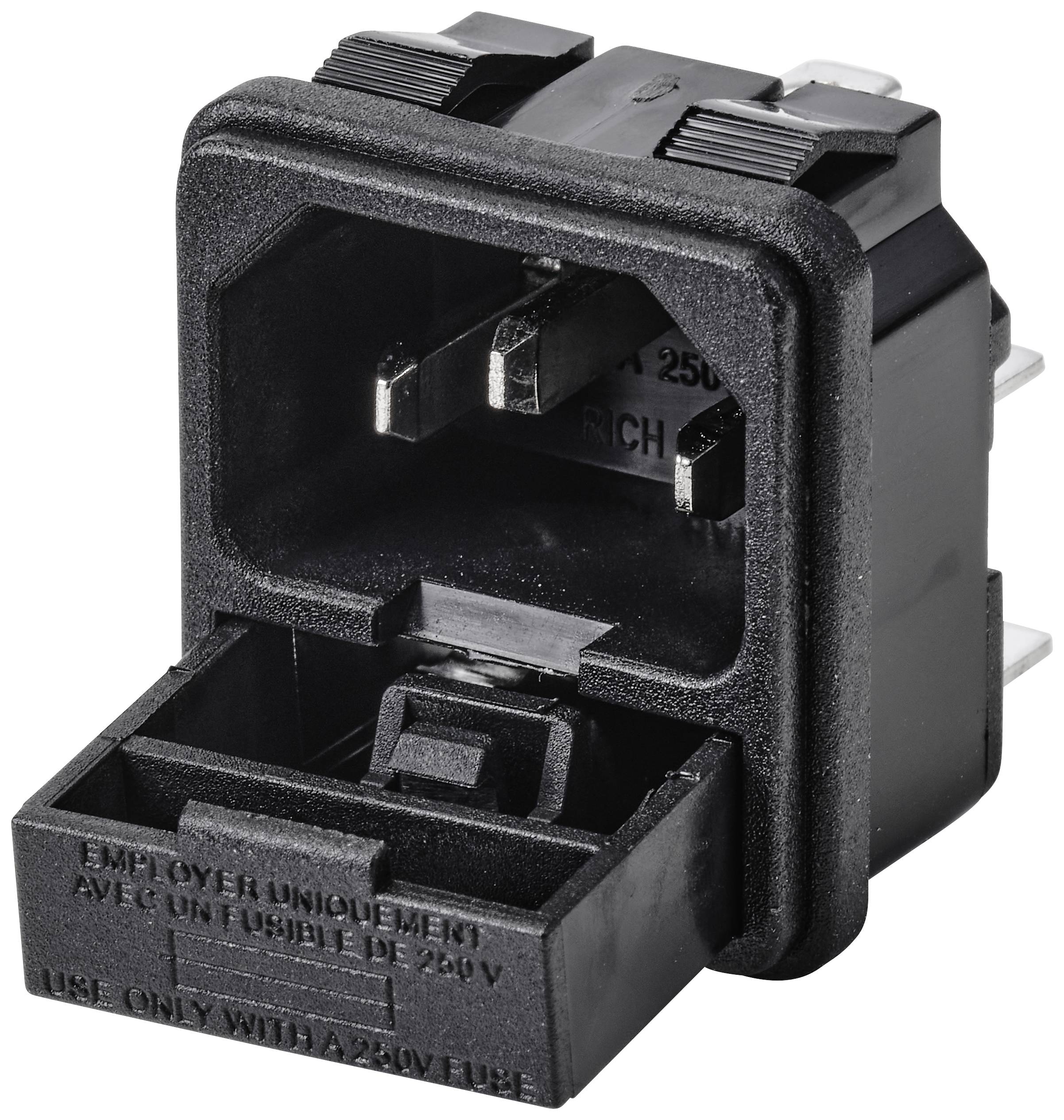 TRU COMPONENTS TC-10088372 Kaltgeräte-Steckverbinder C14 Stecker, Einbau vertikal Gesamtpolzahl: 3 10A Schwarz 1St.