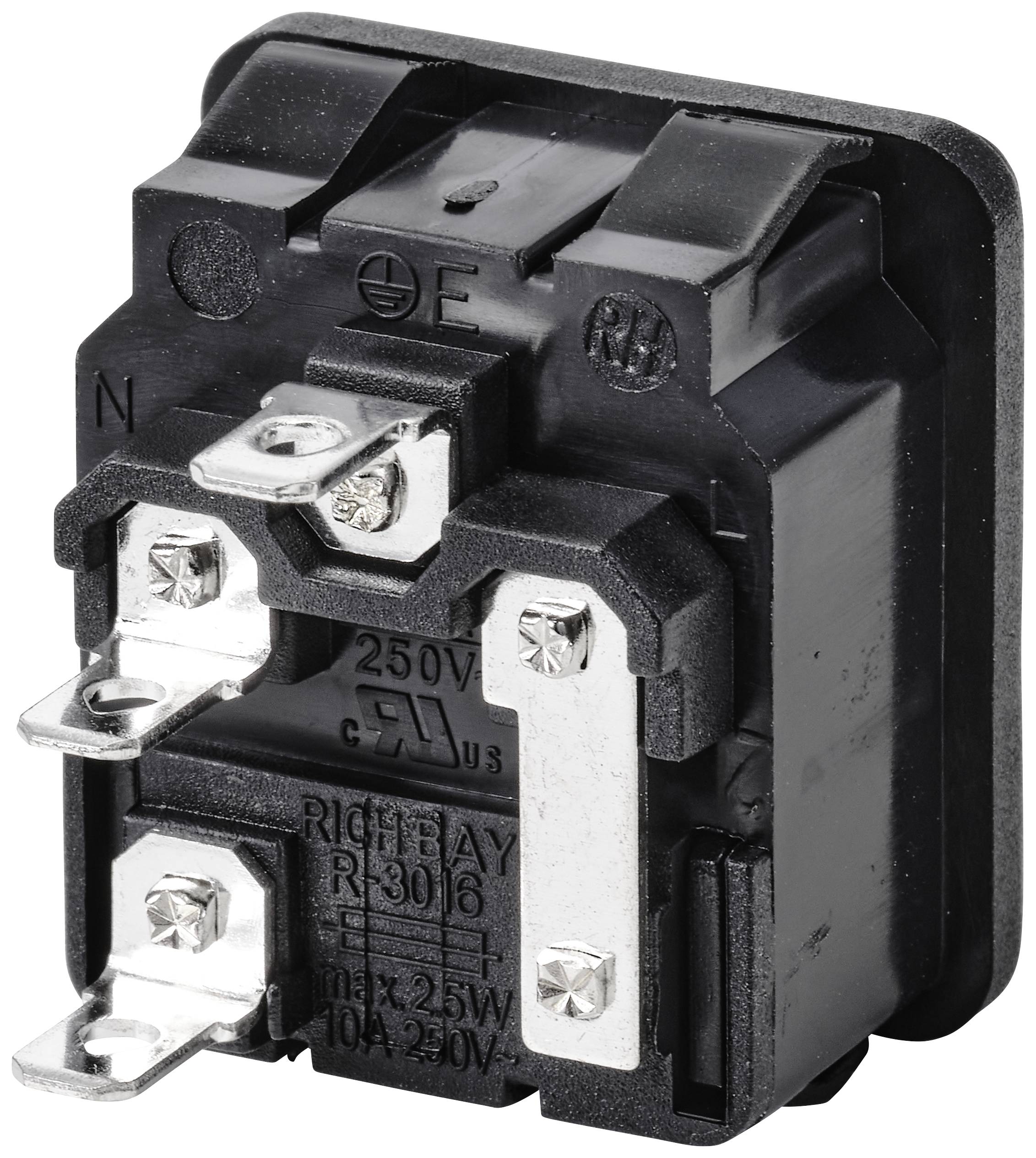 TRU COMPONENTS TC-10088372 Kaltgeräte-Steckverbinder C14 Stecker, Einbau vertikal Gesamtpolzahl: 3 10A Schwarz 1St.