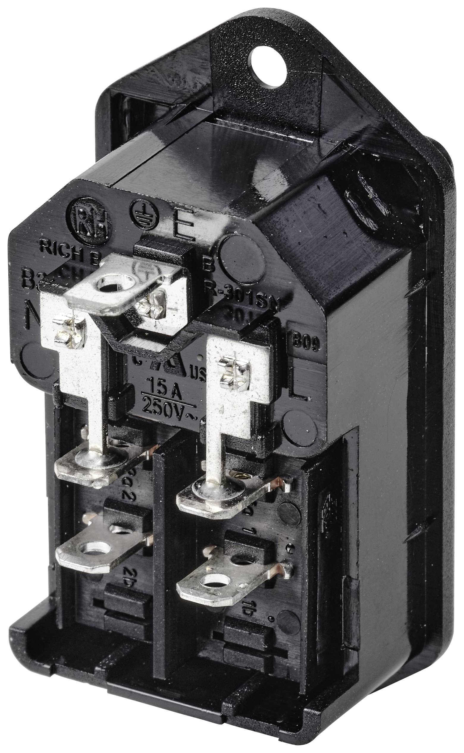 TRU COMPONENTS TC-10088376 Kaltgeräte-Steckverbinder C14 Stecker, Einbau vertikal Gesamtpolzahl: 3 10A Schwarz 1St.