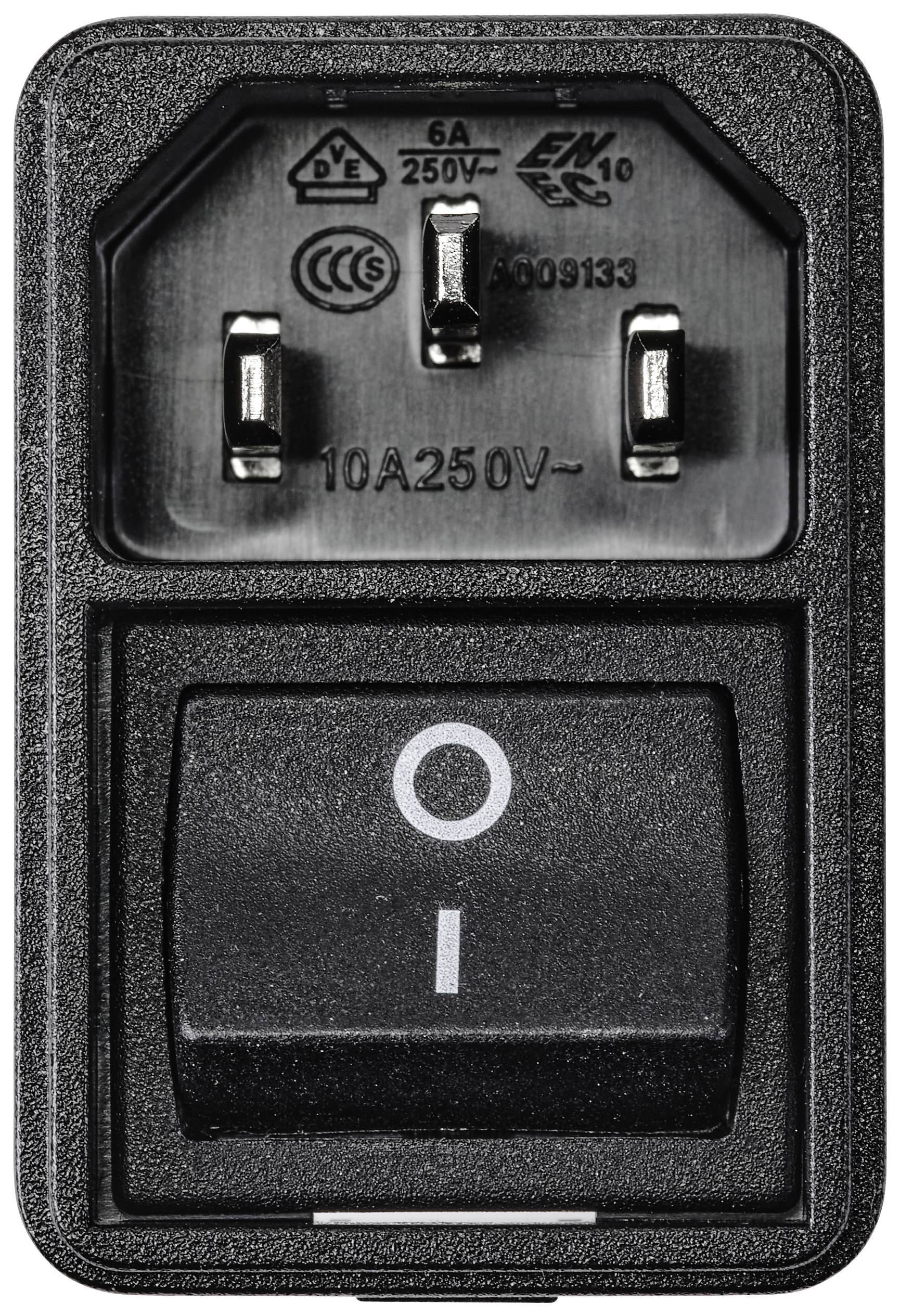 TRU COMPONENTS TC-10088380 Kaltgeräte-Steckverbinder C14 Stecker, Einbau vertikal Gesamtpolzahl: 3 10A Schwarz 1St.