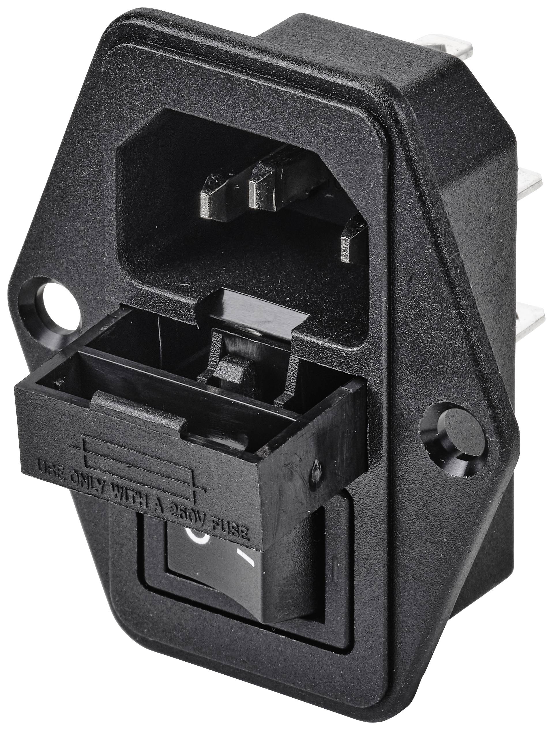 TRU COMPONENTS TC-10088400 Kaltgeräte-Steckverbinder C14 Stecker, Einbau vertikal Gesamtpolzahl: 3 10A Schwarz 1St.
