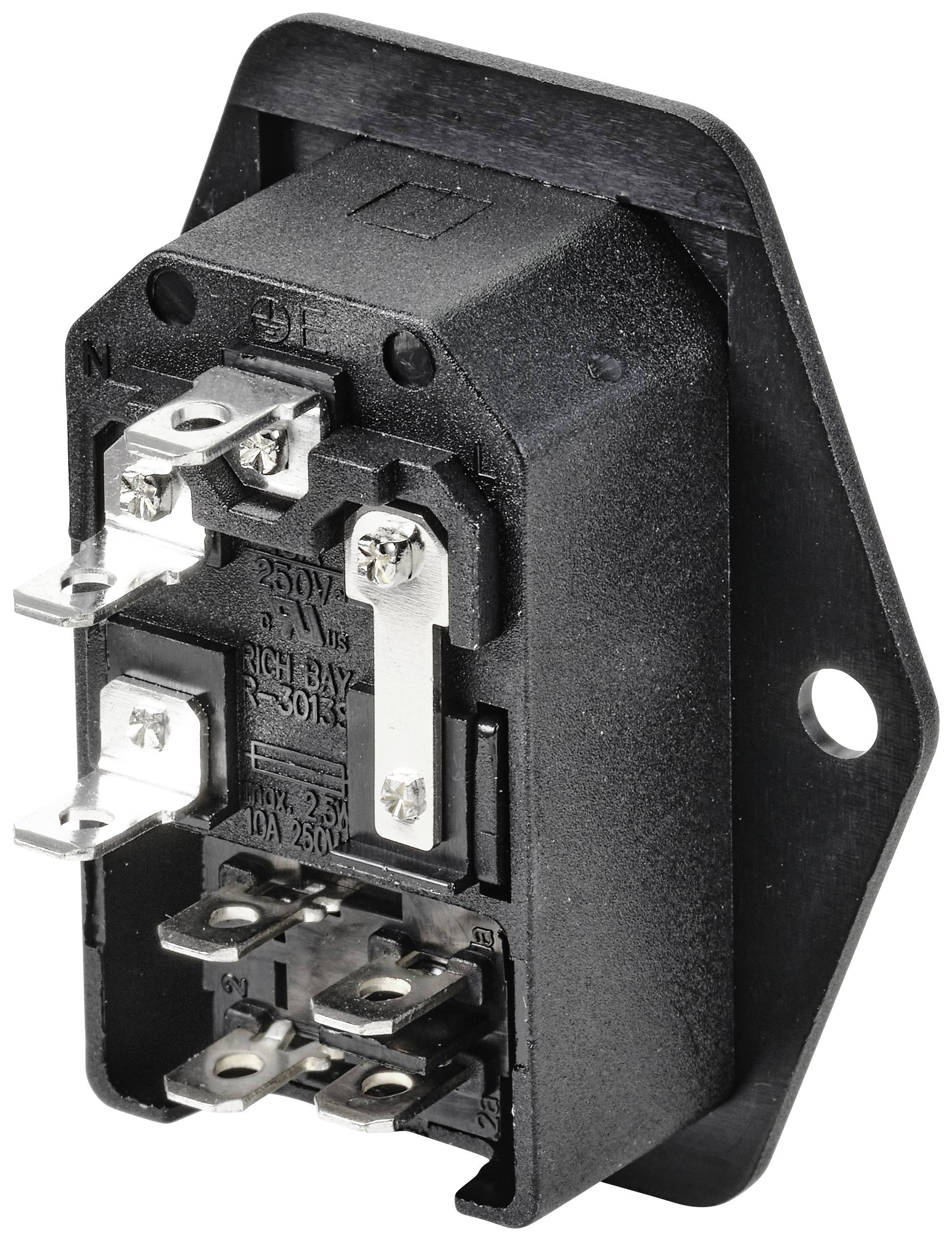 TRU COMPONENTS TC-10088400 Kaltgeräte-Steckverbinder C14 Stecker, Einbau vertikal Gesamtpolzahl: 3 10A Schwarz 1St.