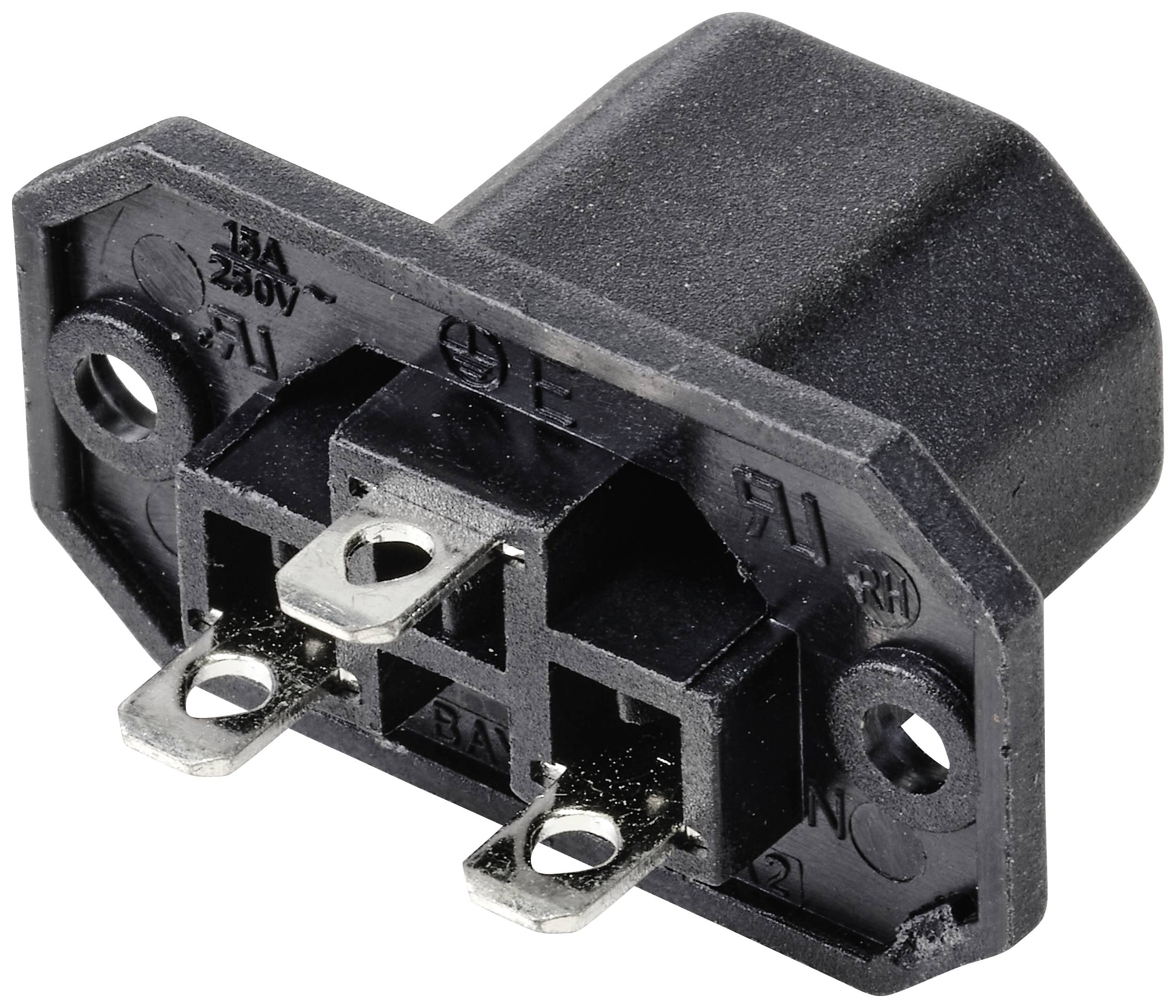 TRU COMPONENTS TC-10088408 Kaltgeräte-Steckverbinder C13 Buchse, Einbau vertikal Gesamtpolzahl: 3 10A Schwarz