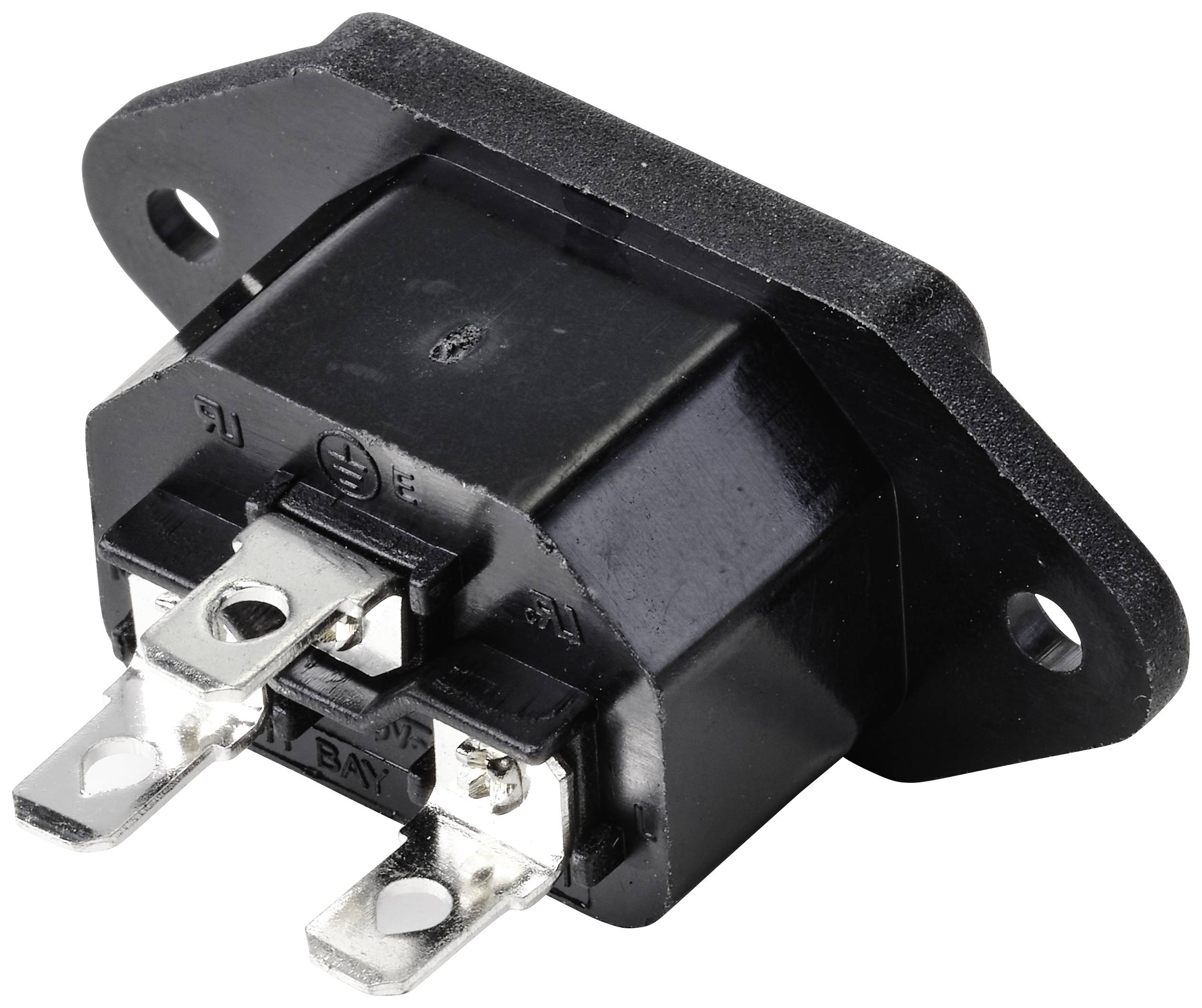 TRU COMPONENTS TC-10088412 Kaltgeräte-Steckverbinder C14 Flanschstecker Gesamtpolzahl: 3 10A Schwarz