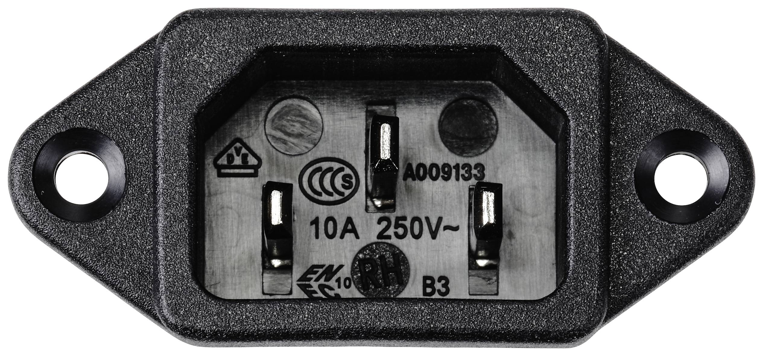 TRU COMPONENTS TC-10088412 Kaltgeräte-Steckverbinder C14 Flanschstecker Gesamtpolzahl: 3 10A Schwarz