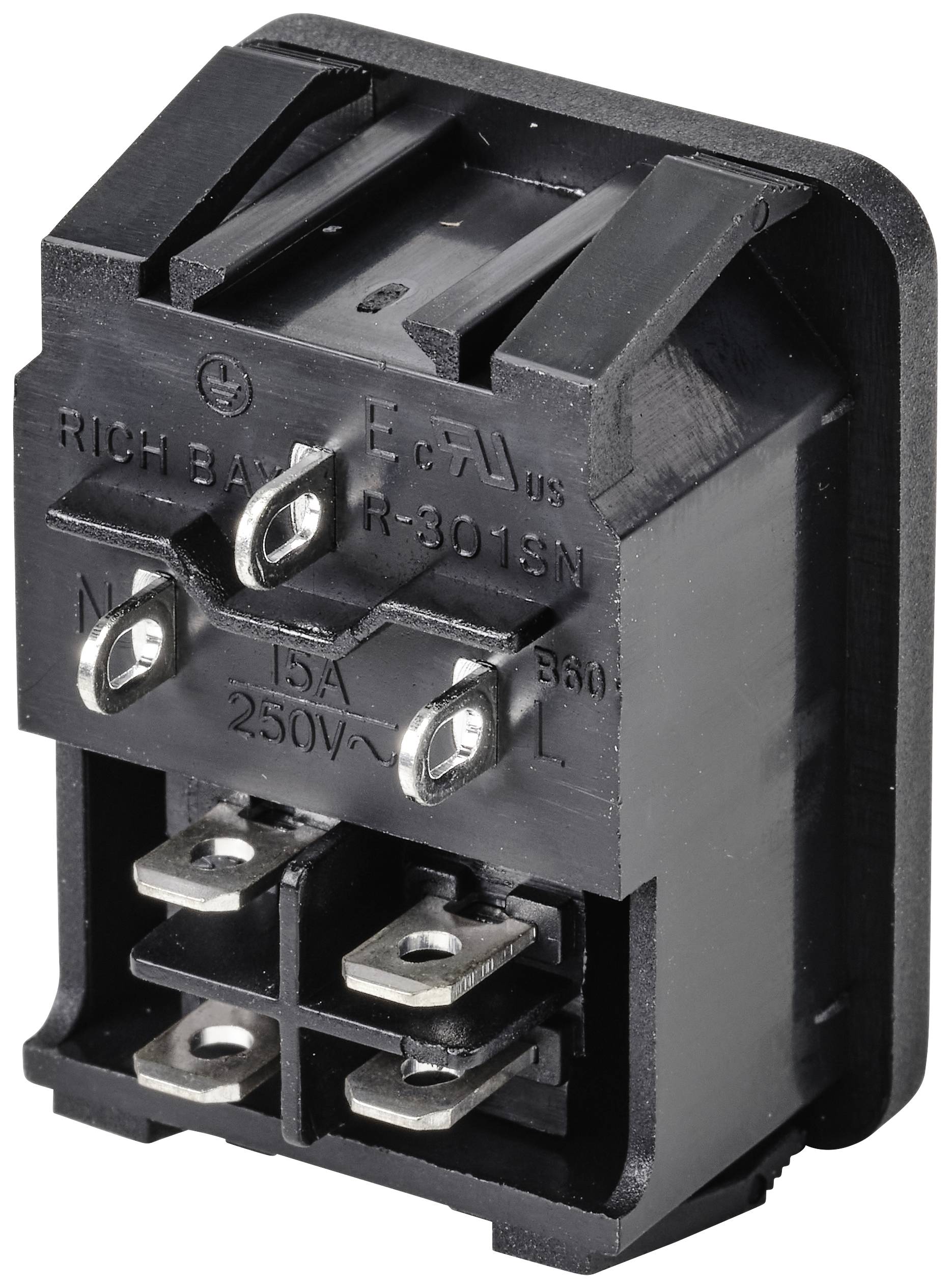 TRU COMPONENTS TC-10088416 Kaltgeräte-Steckverbinder C14 Stecker, Einbau vertikal Gesamtpolzahl: 3 10A Schwarz