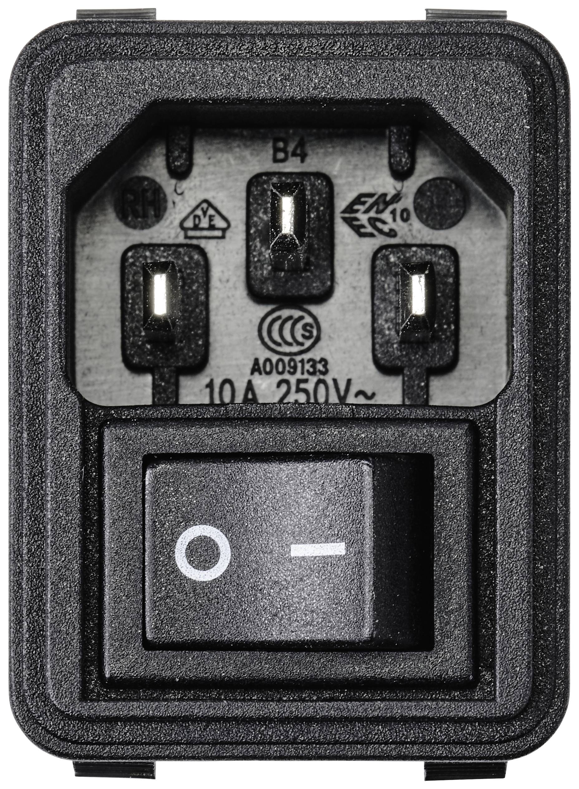 TRU COMPONENTS TC-10088416 Kaltgeräte-Steckverbinder C14 Stecker, Einbau vertikal Gesamtpolzahl: 3 10A Schwarz