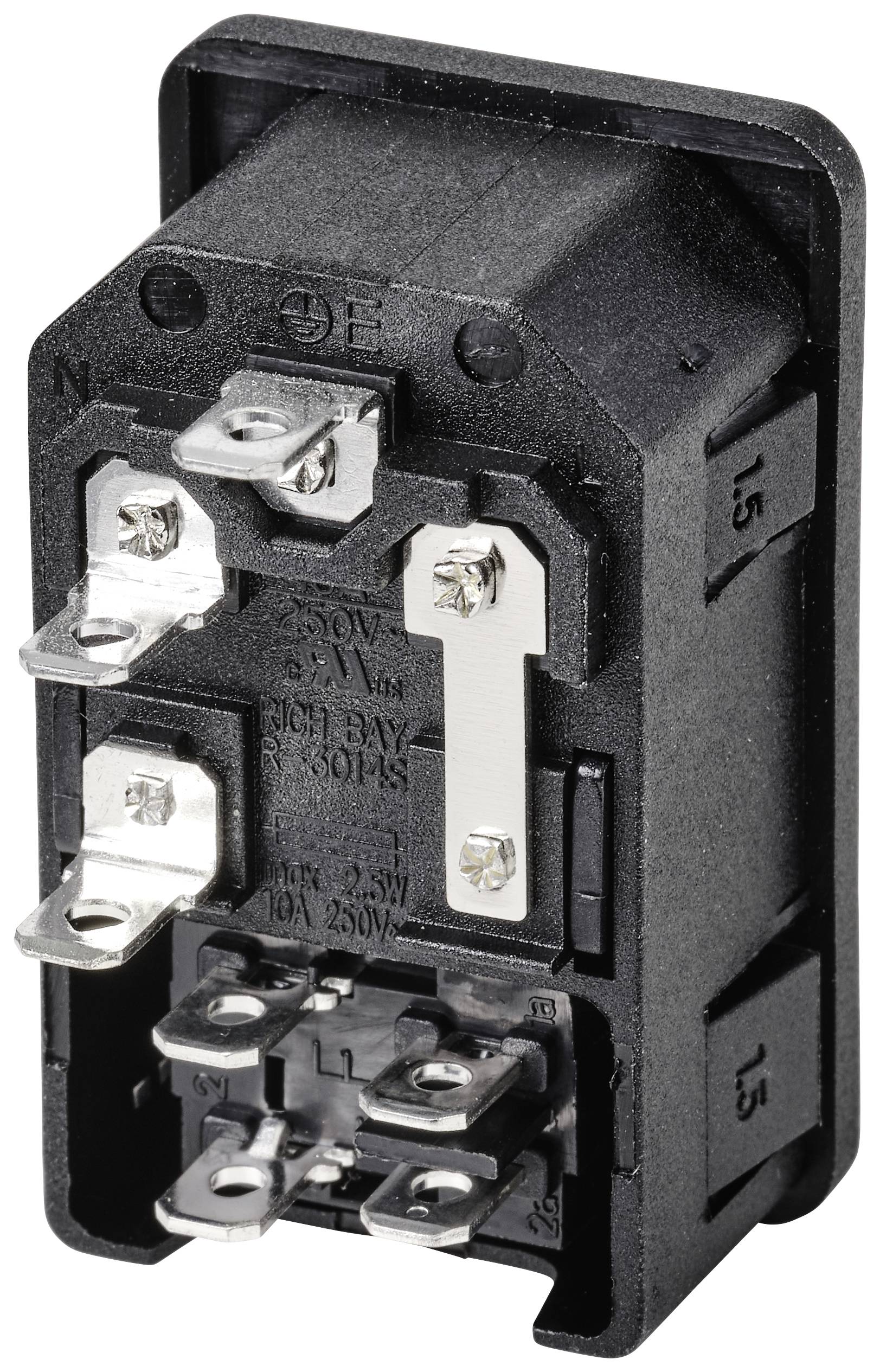 TRU COMPONENTS TC-10088420 Kaltgeräte-Steckverbinder C14 Stecker, Einbau vertikal Gesamtpolzahl: 3 10A Schwarz 1St.