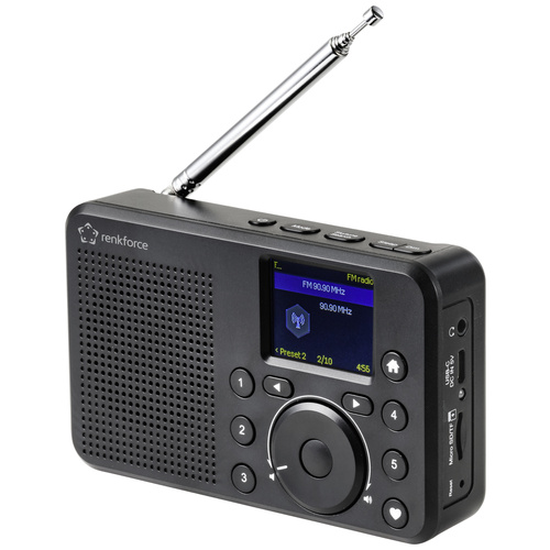 Radio de table Internet Renkforce RF-IR-200 Internet, DAB+, FM Bluetooth, DLNA, SD, radio internet rechargeable noir